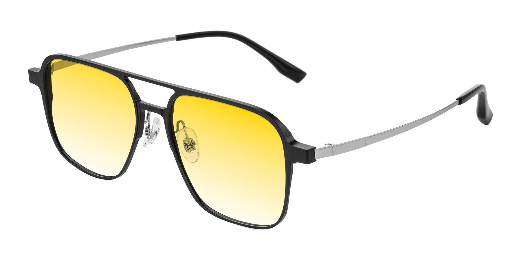 Angle of Sanya in Matte Black/Silver with Yellow Gradient Lenses