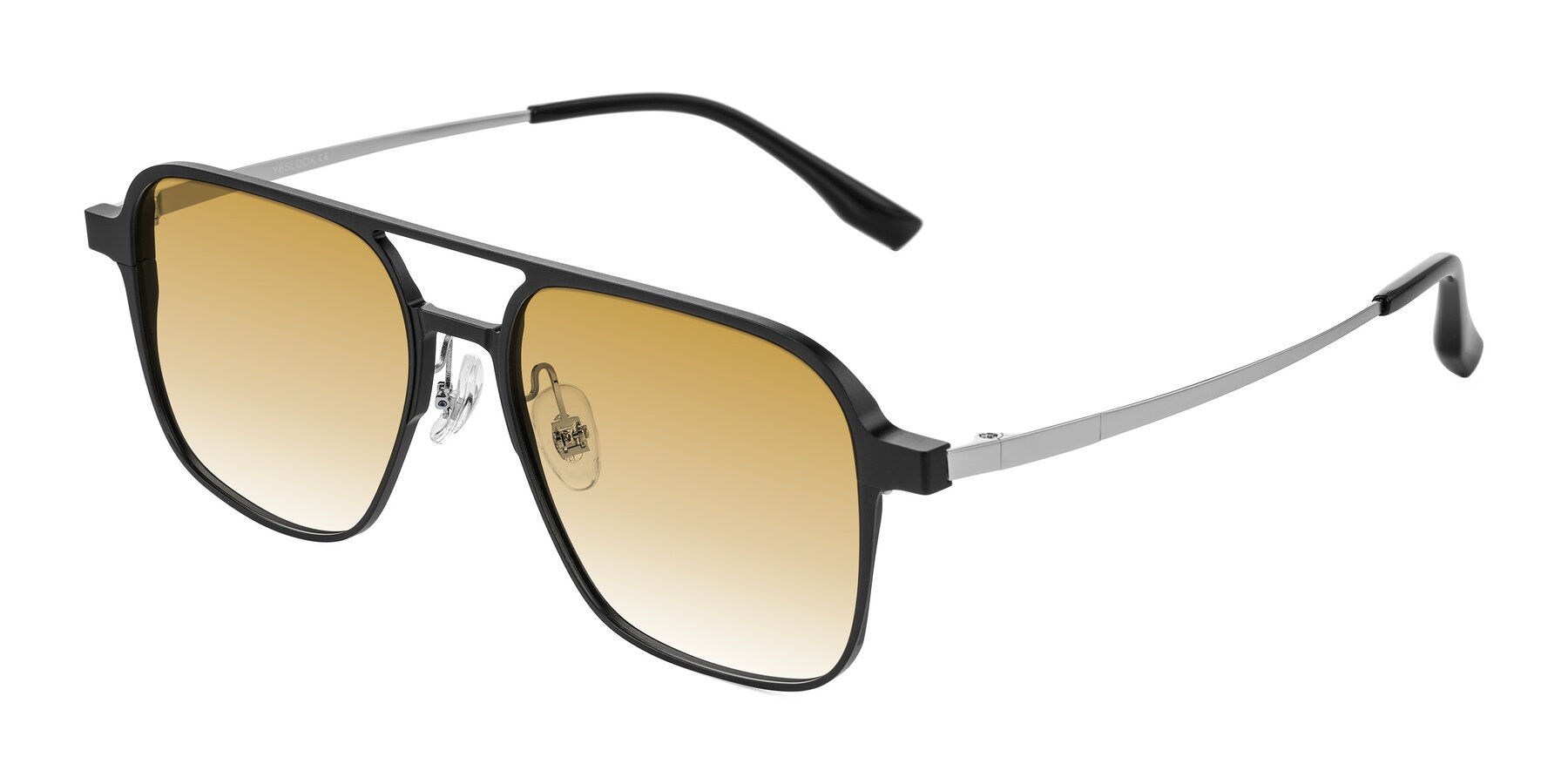 Angle of Sanya in Matte Black/Silver with Champagne Gradient Lenses