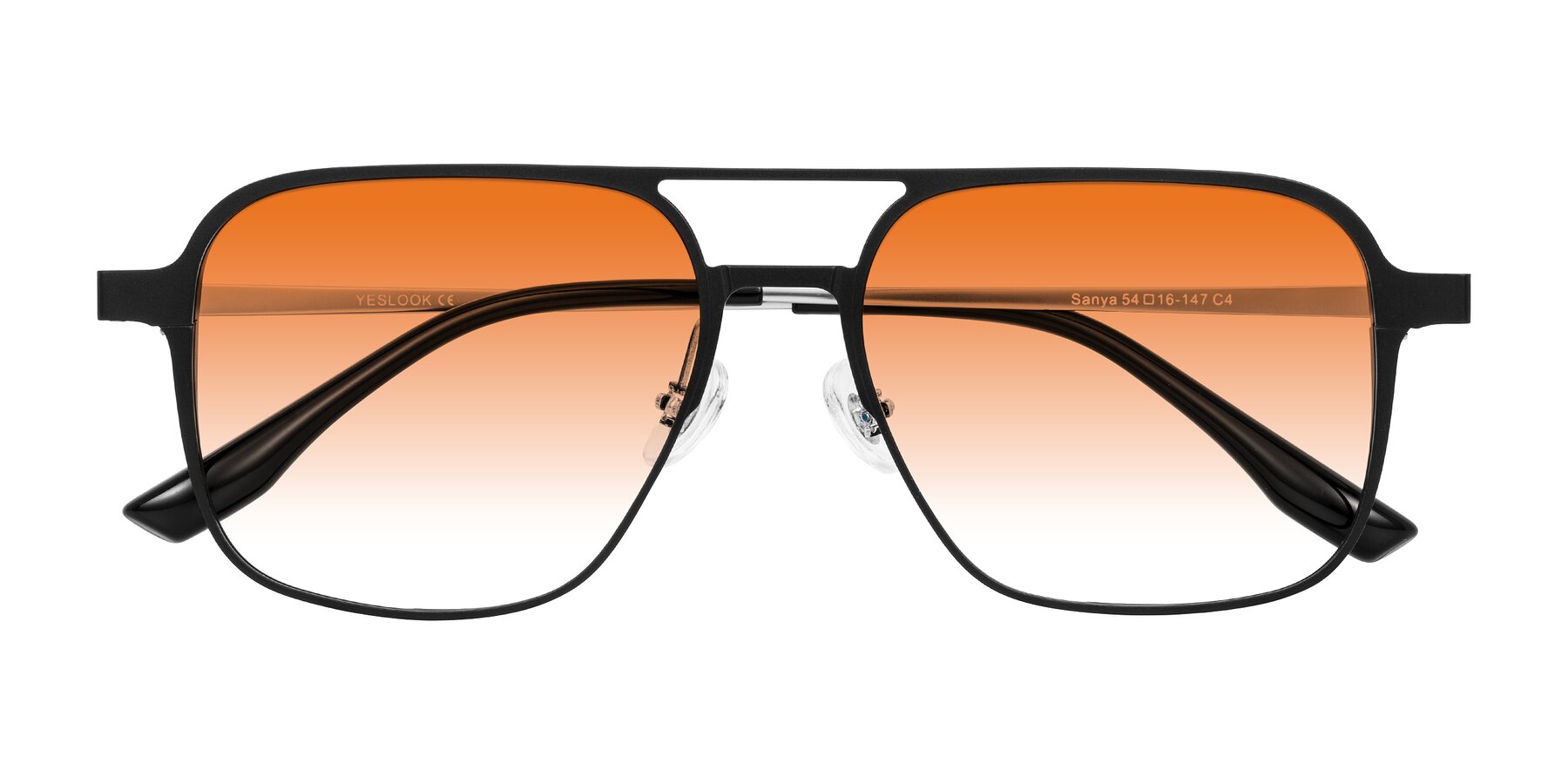 Folded Front of Sanya in Matte Black/Silver with Orange Gradient Lenses