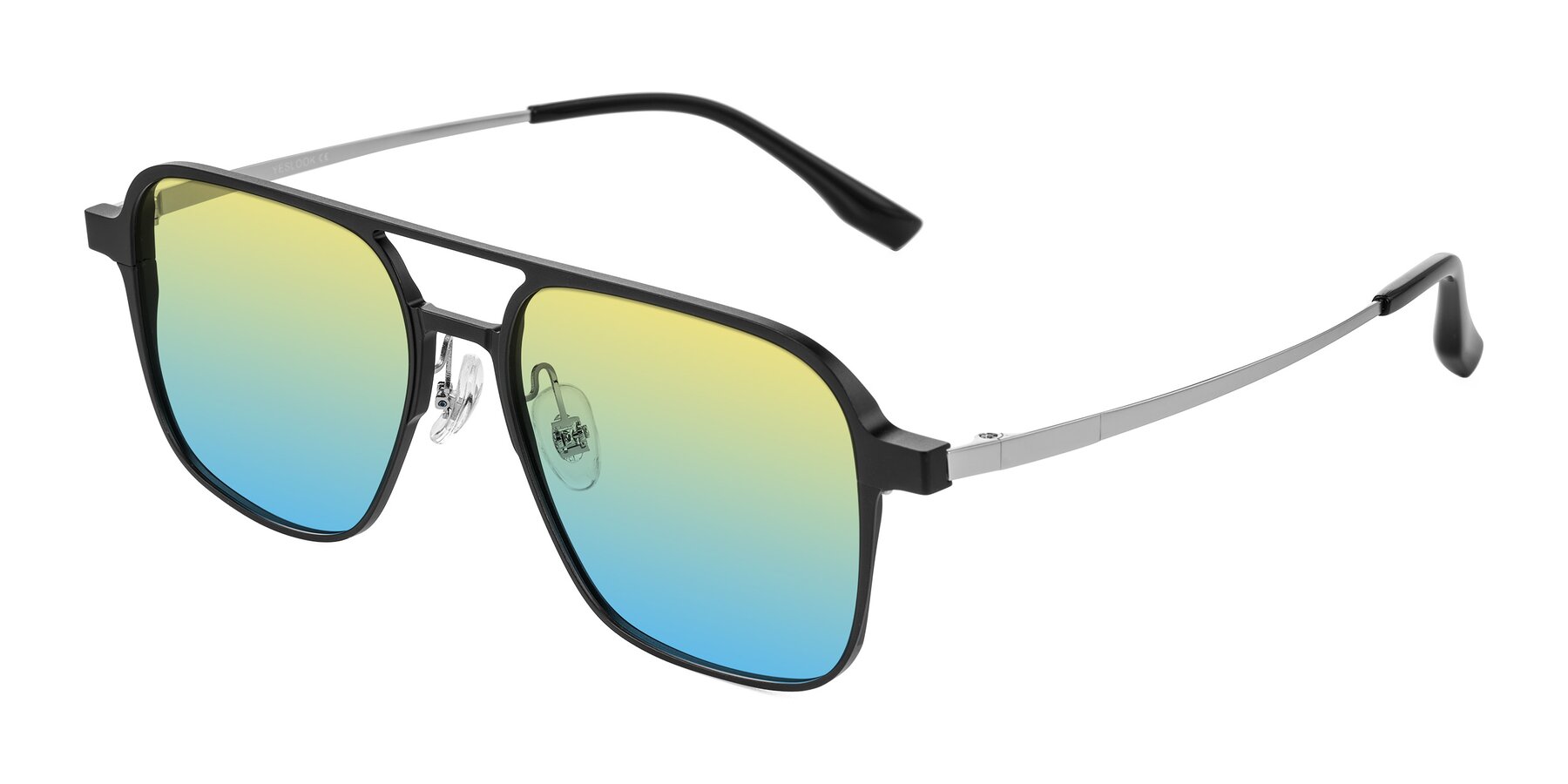 Angle of Sanya in Matte Black/Silver with Yellow / Blue Gradient Lenses