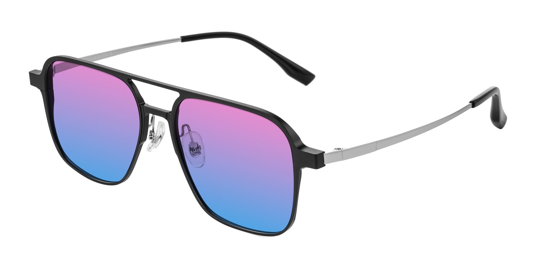 Angle of Sanya in Matte Black/Silver with Pink / Blue Gradient Lenses