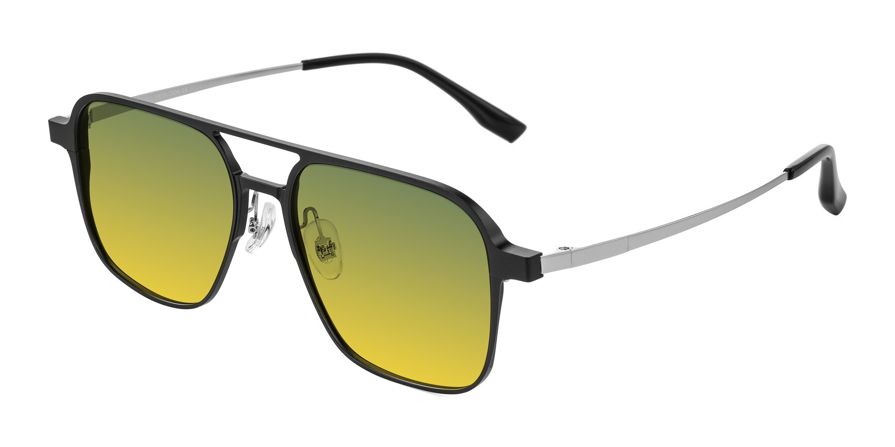 Angle of Sanya in Matte Black/Silver with Green / Yellow Gradient Lenses