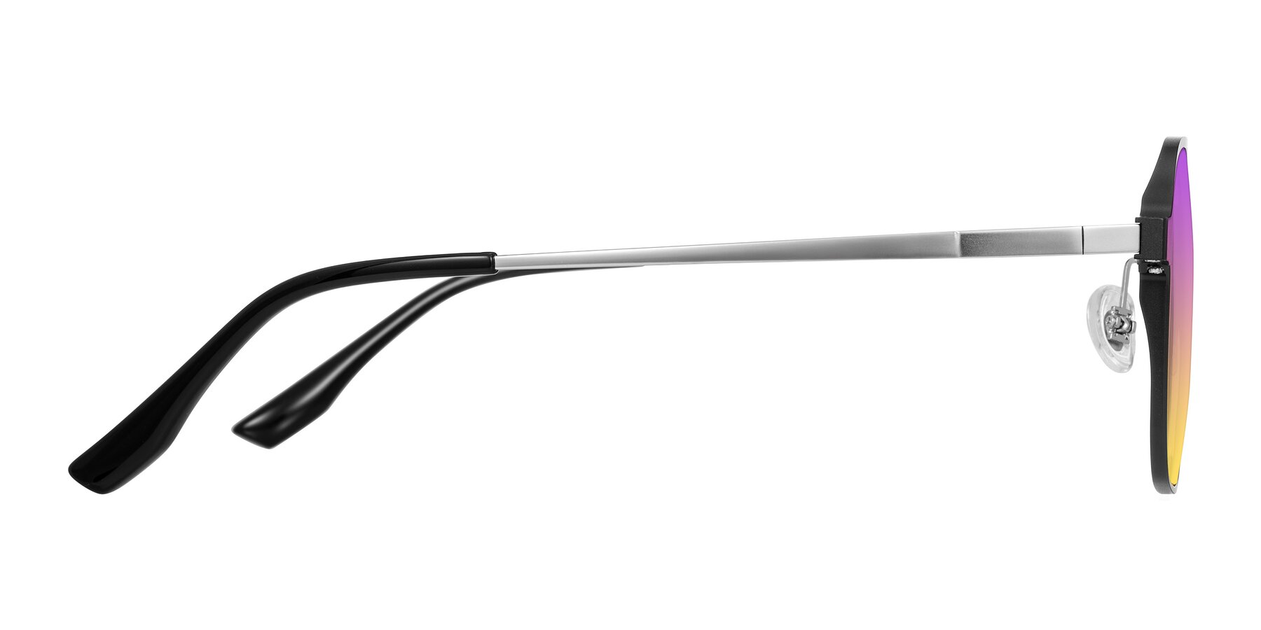 Side of Sanya in Matte Black/Silver with Purple / Yellow Gradient Lenses