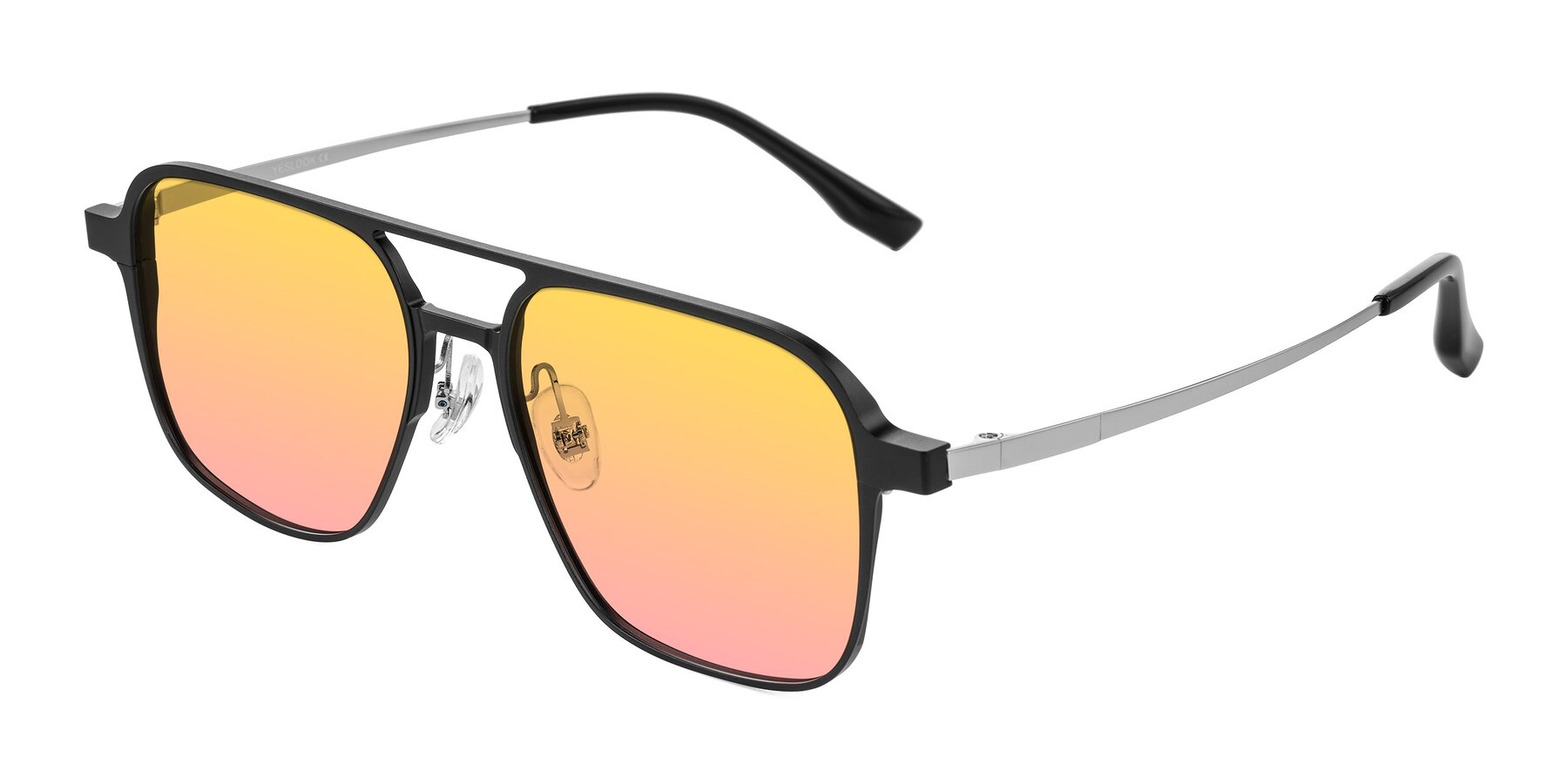 Angle of Sanya in Matte Black/Silver with Yellow / Pink Gradient Lenses