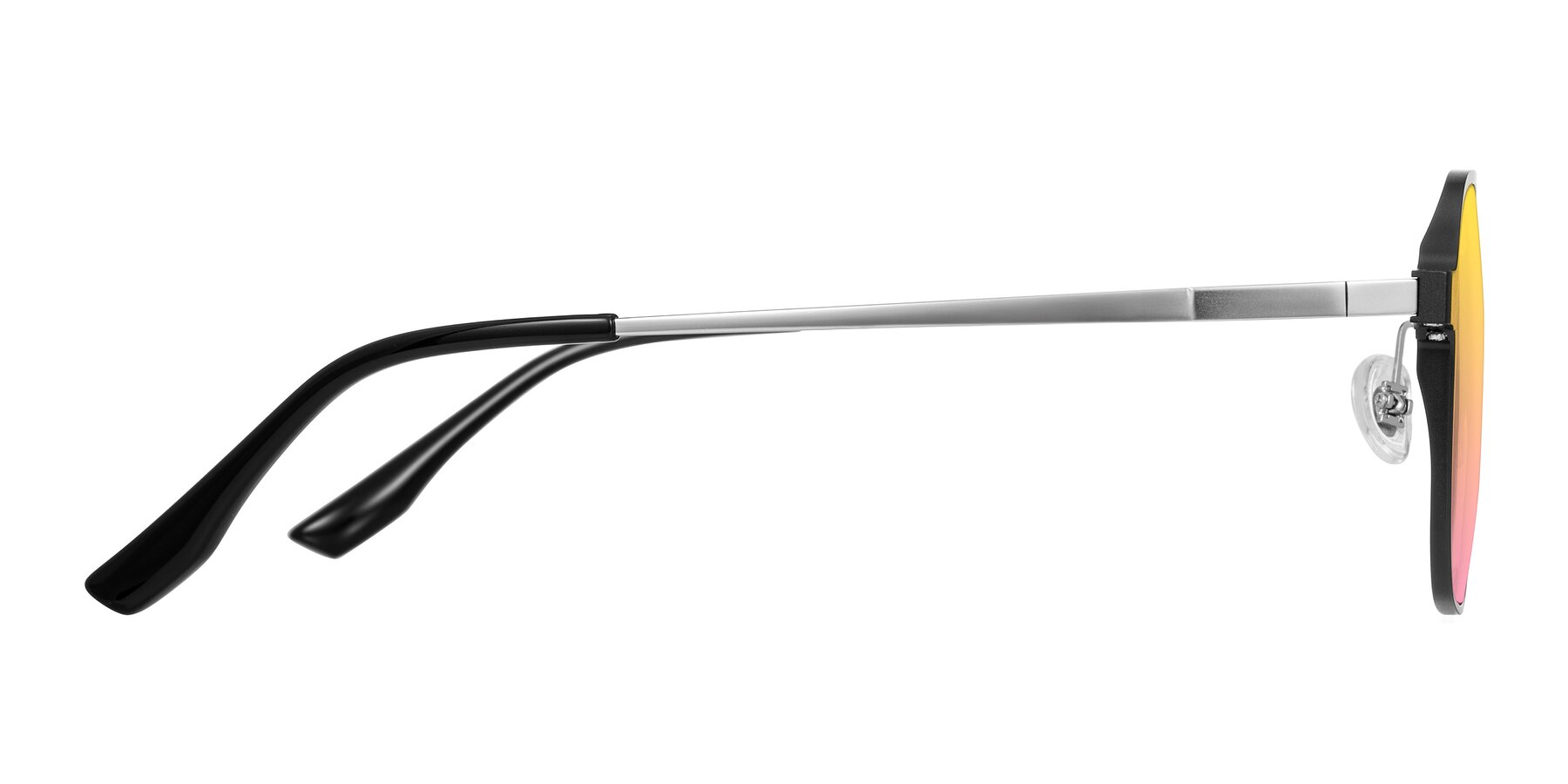 Side of Sanya in Matte Black/Silver with Yellow / Pink Gradient Lenses