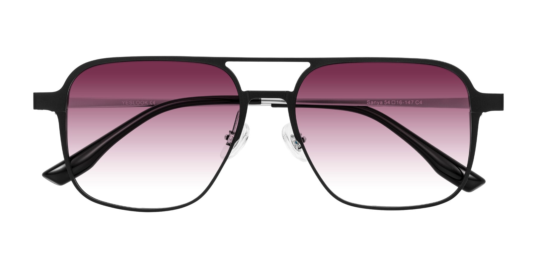 Folded Front of Sanya in Matte Black/Silver with Wine Gradient Lenses