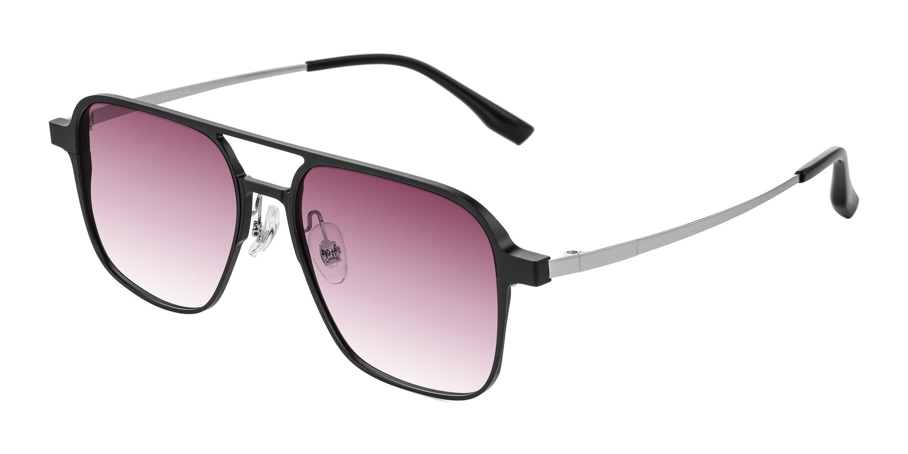 Angle of Sanya in Matte Black/Silver with Wine Gradient Lenses
