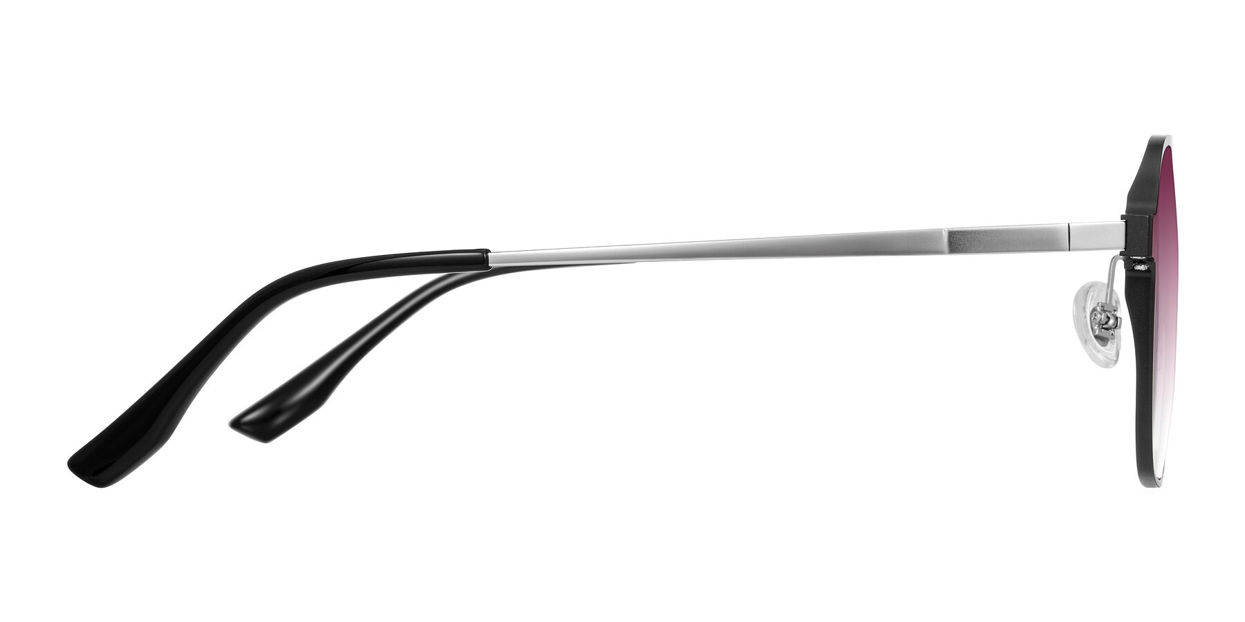 Side of Sanya in Matte Black/Silver with Wine Gradient Lenses