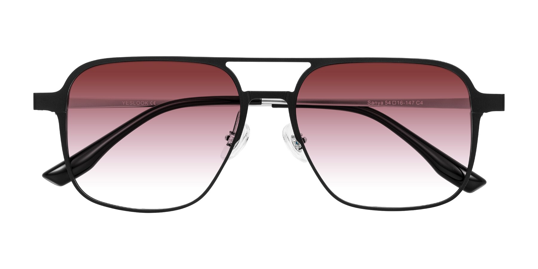 Folded Front of Sanya in Matte Black/Silver with Garnet Gradient Lenses