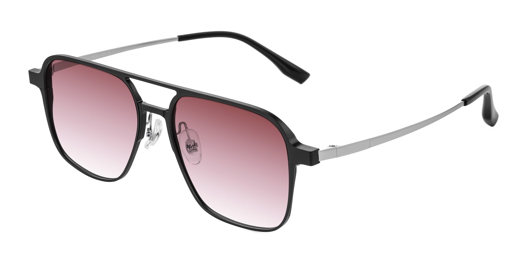 Angle of Sanya in Matte Black/Silver with Garnet Gradient Lenses
