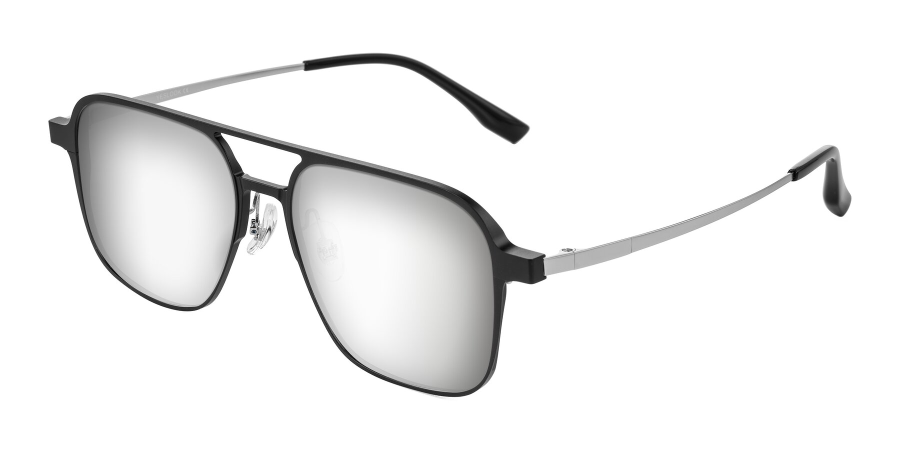 Angle of Sanya in Matte Black/Silver with Silver Mirrored Lenses