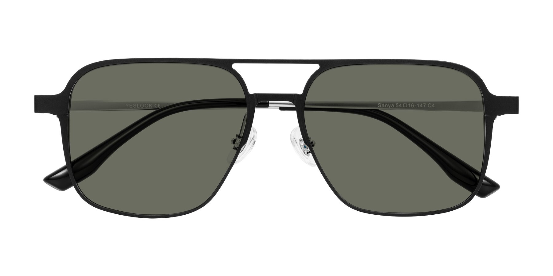Folded Front of Sanya in Matte Black/Silver with Gray Polarized Lenses