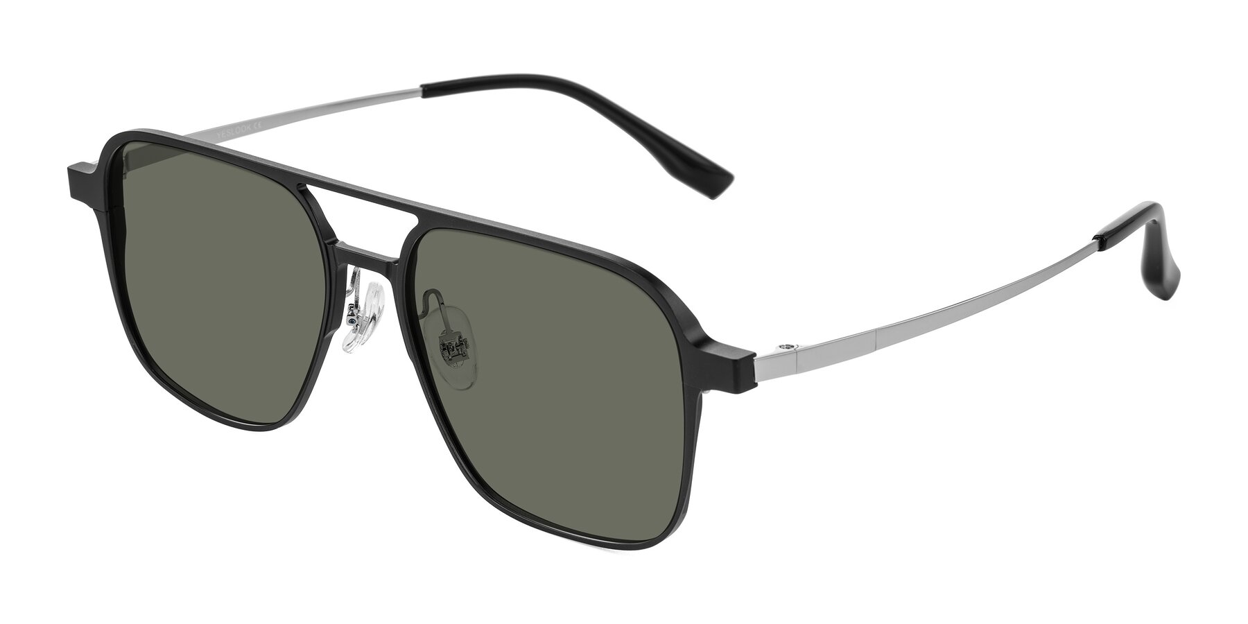 Angle of Sanya in Matte Black/Silver with Gray Polarized Lenses