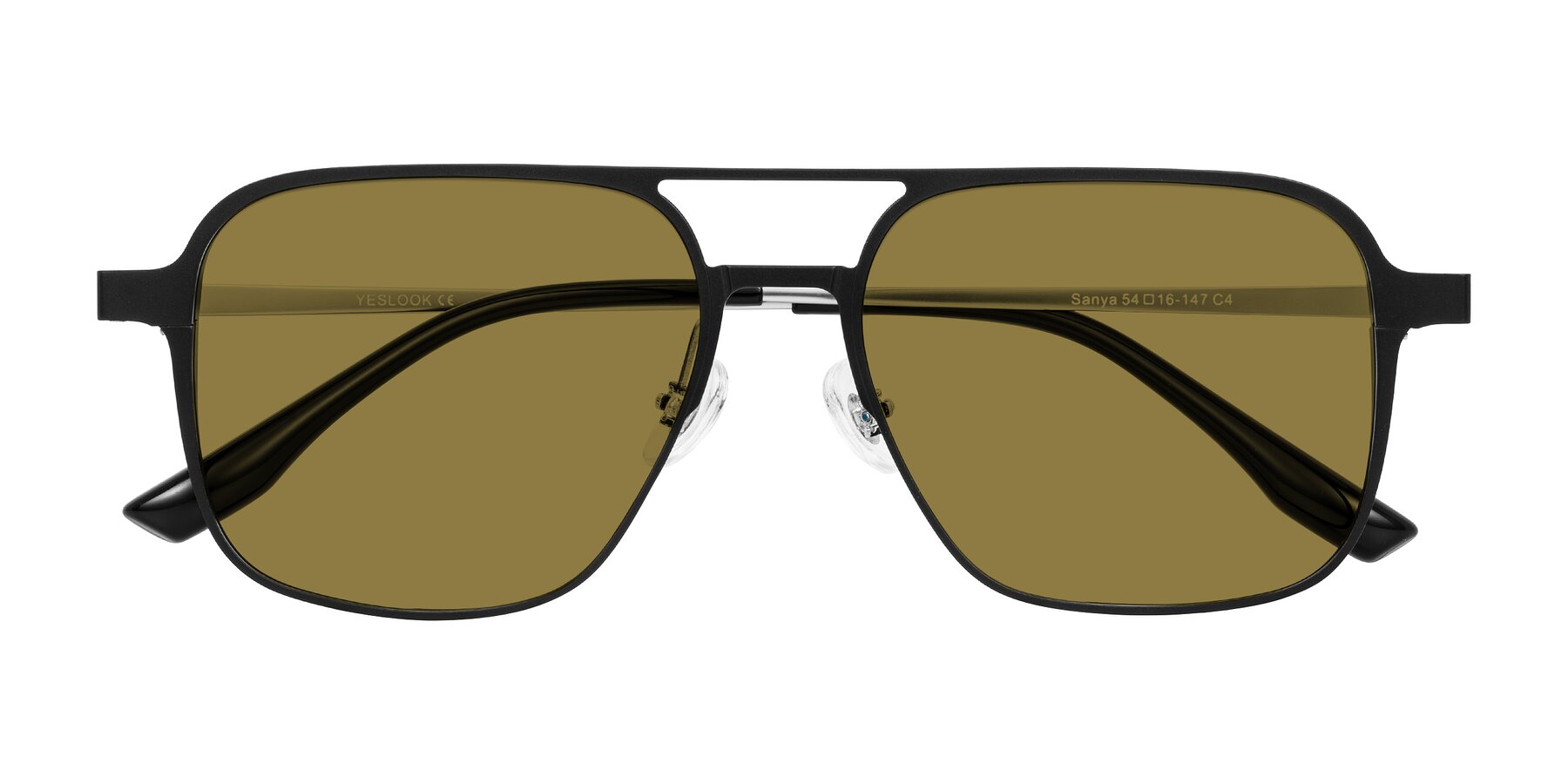 Folded Front of Sanya in Matte Black/Silver with Brown Polarized Lenses
