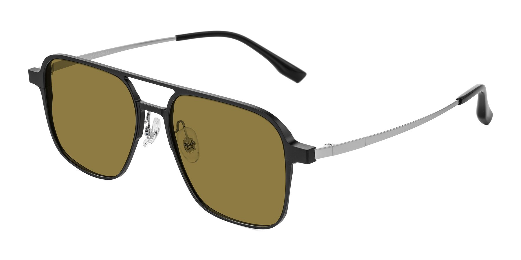Angle of Sanya in Matte Black/Silver with Brown Polarized Lenses