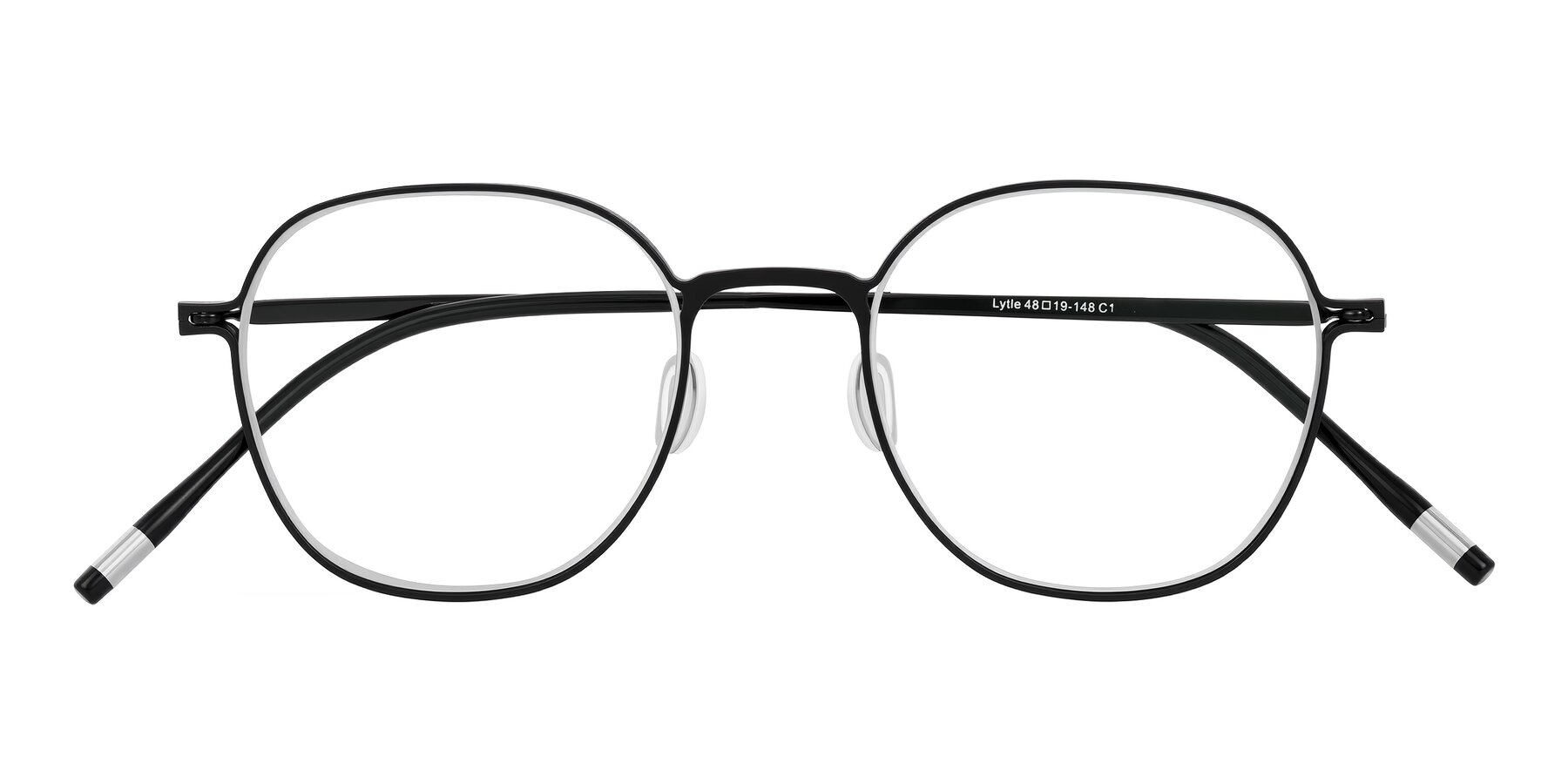 Folded Front of Lytle in Matte Black with Clear Eyeglass Lenses