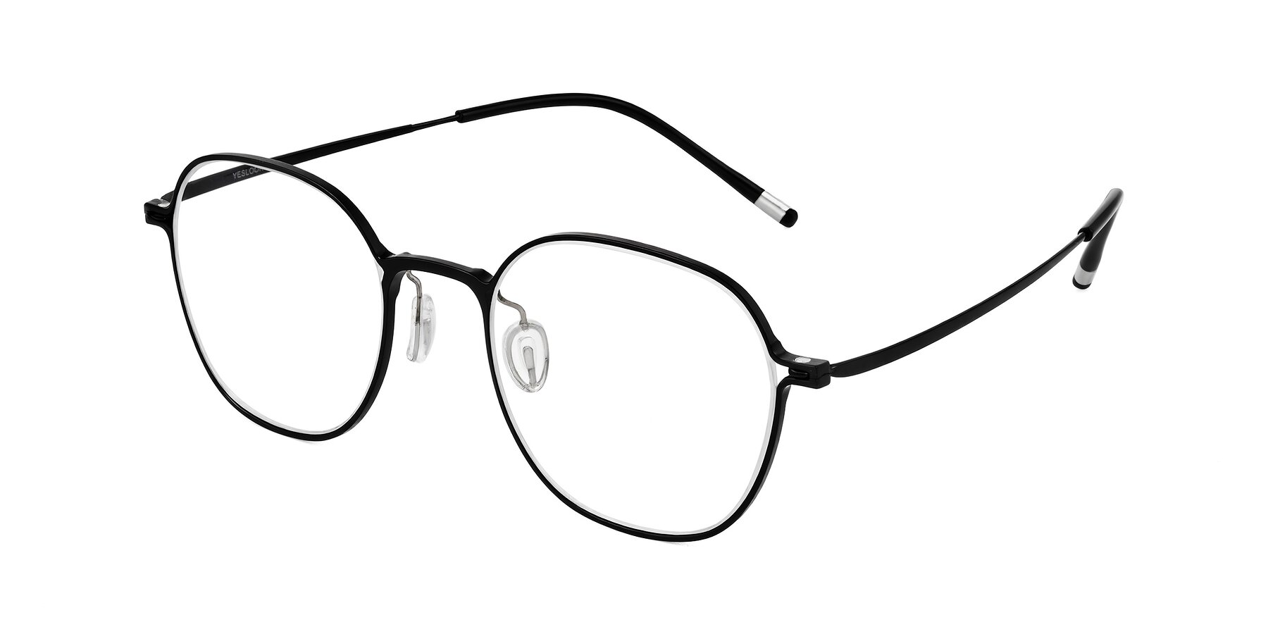 Angle of Lytle in Matte Black with Clear Eyeglass Lenses