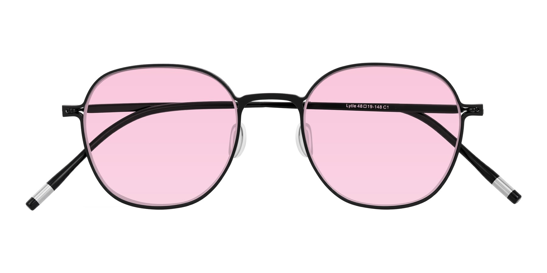 Folded Front of Lytle in Matte Black with Light Pink Tinted Lenses