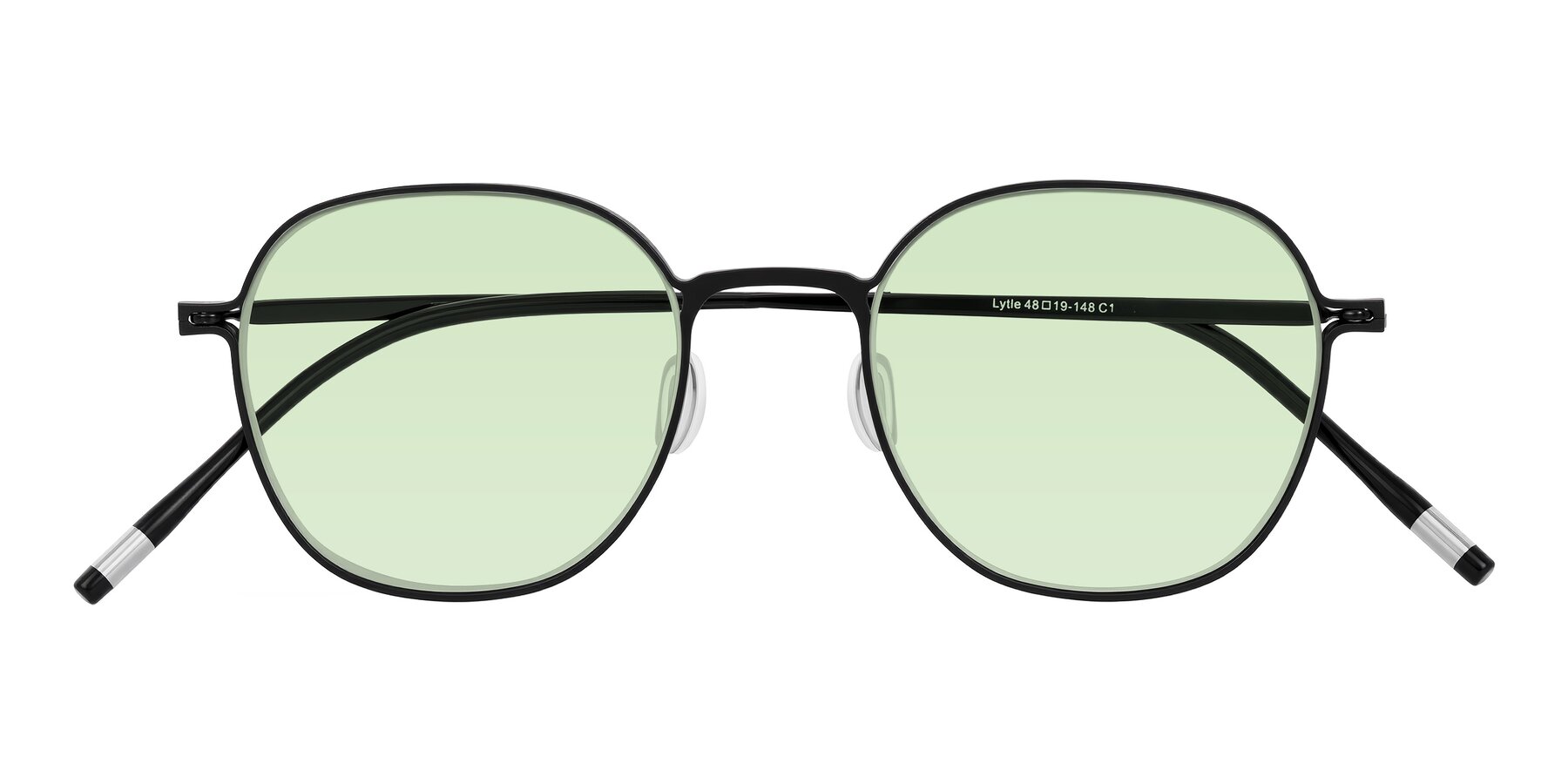 Folded Front of Lytle in Matte Black with Light Green Tinted Lenses