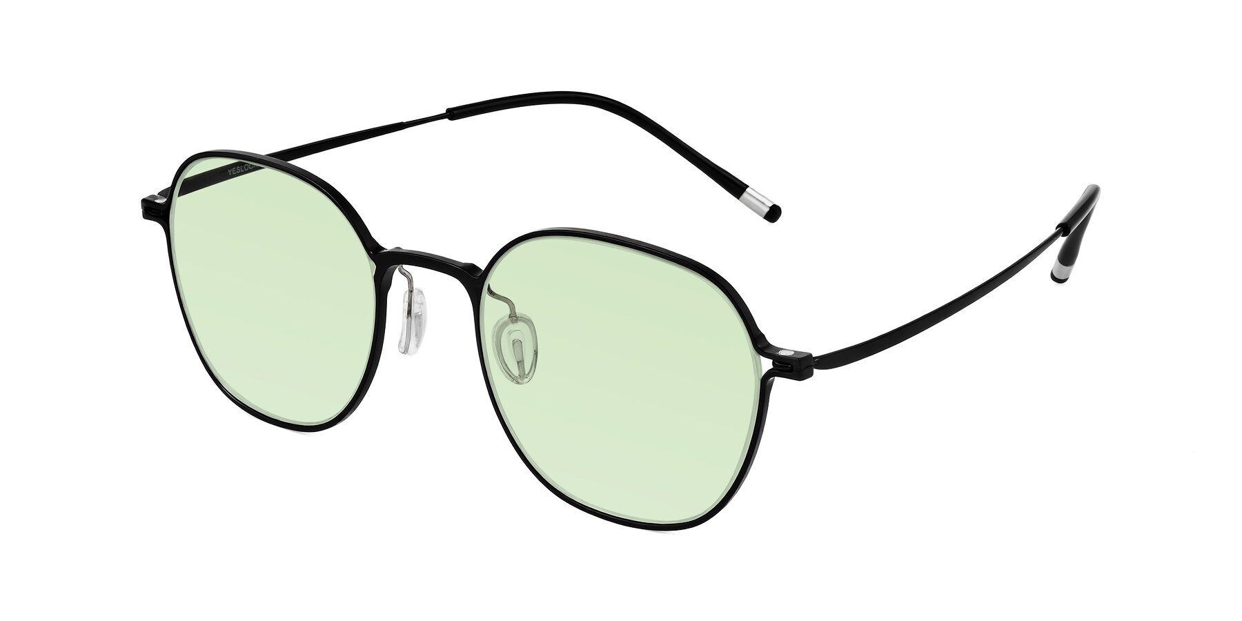 Angle of Lytle in Matte Black with Light Green Tinted Lenses