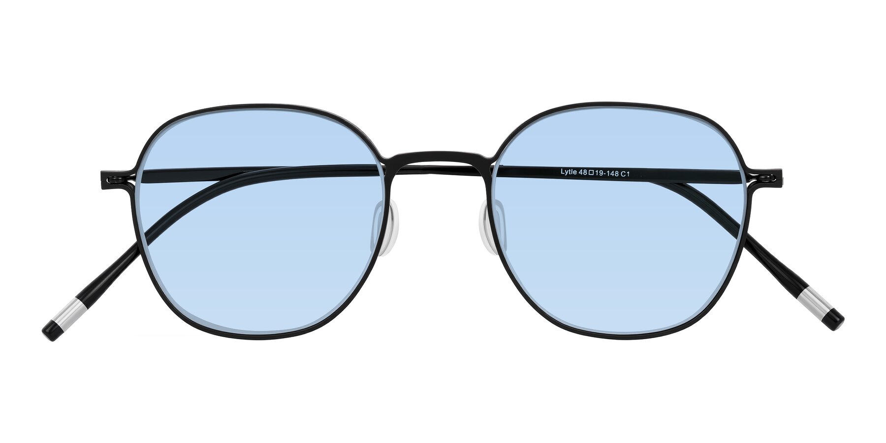 Folded Front of Lytle in Matte Black with Light Blue Tinted Lenses