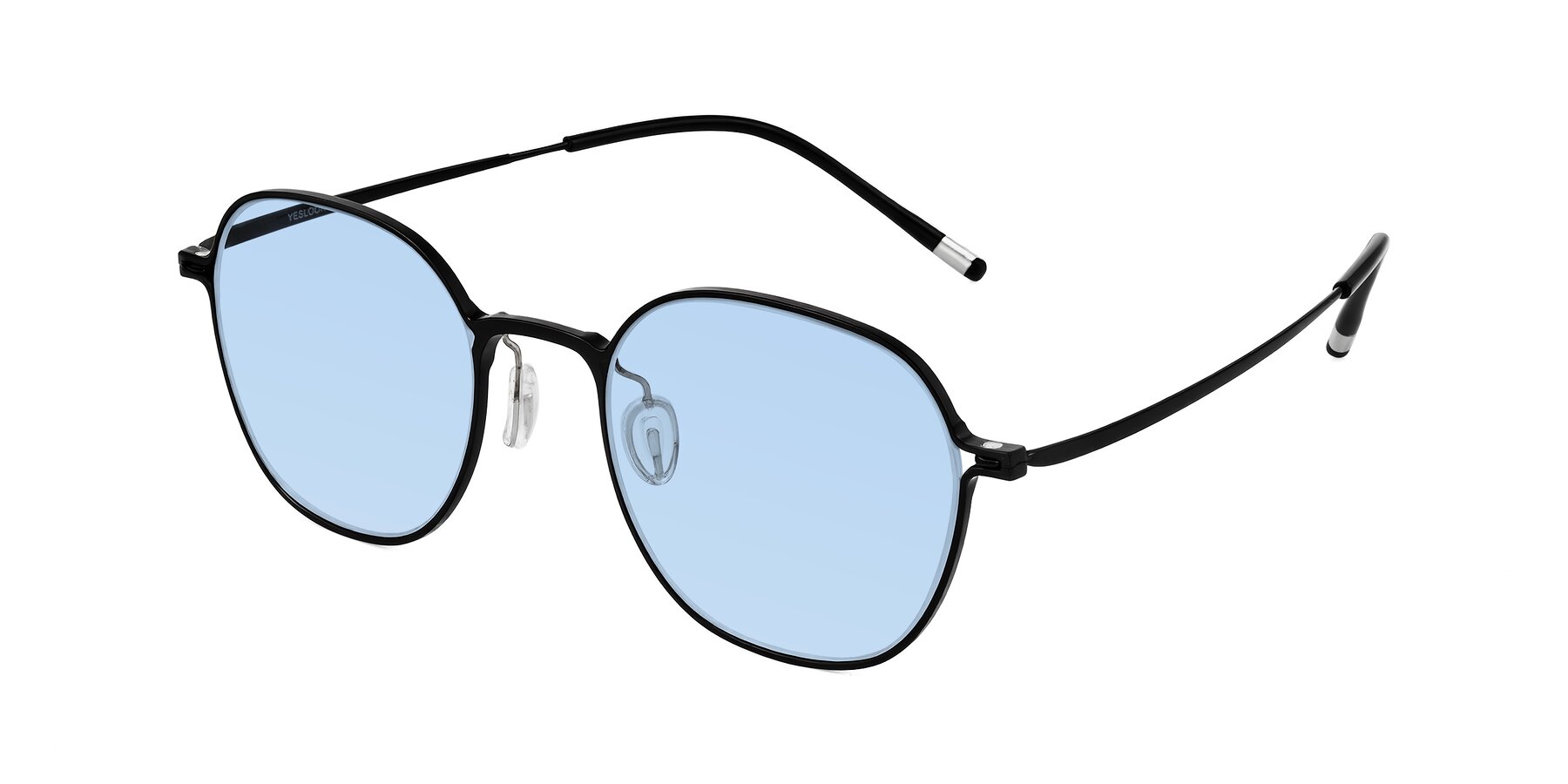 Angle of Lytle in Matte Black with Light Blue Tinted Lenses