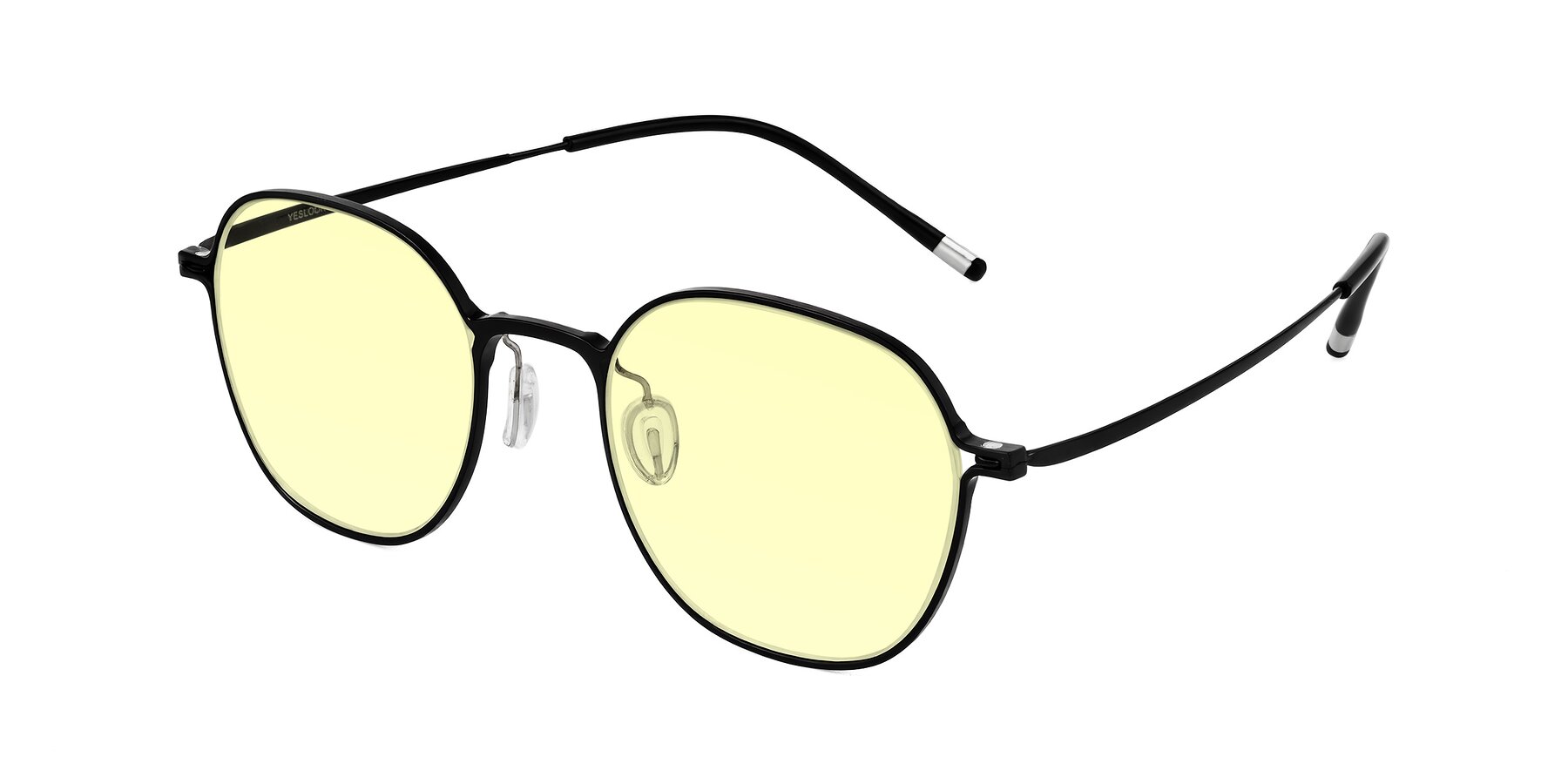 Angle of Lytle in Matte Black with Light Yellow Tinted Lenses