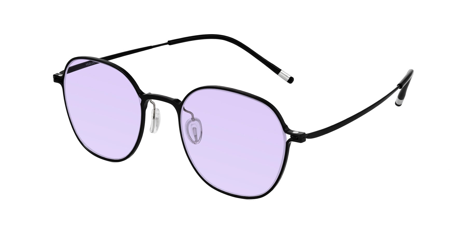 Angle of Lytle in Matte Black with Light Purple Tinted Lenses
