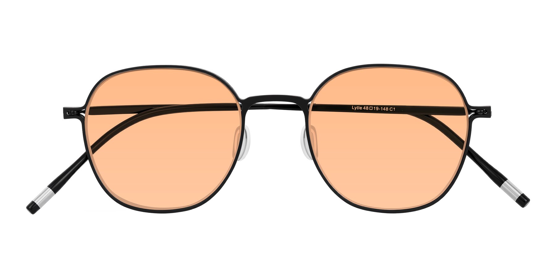 Folded Front of Lytle in Matte Black with Light Orange Tinted Lenses