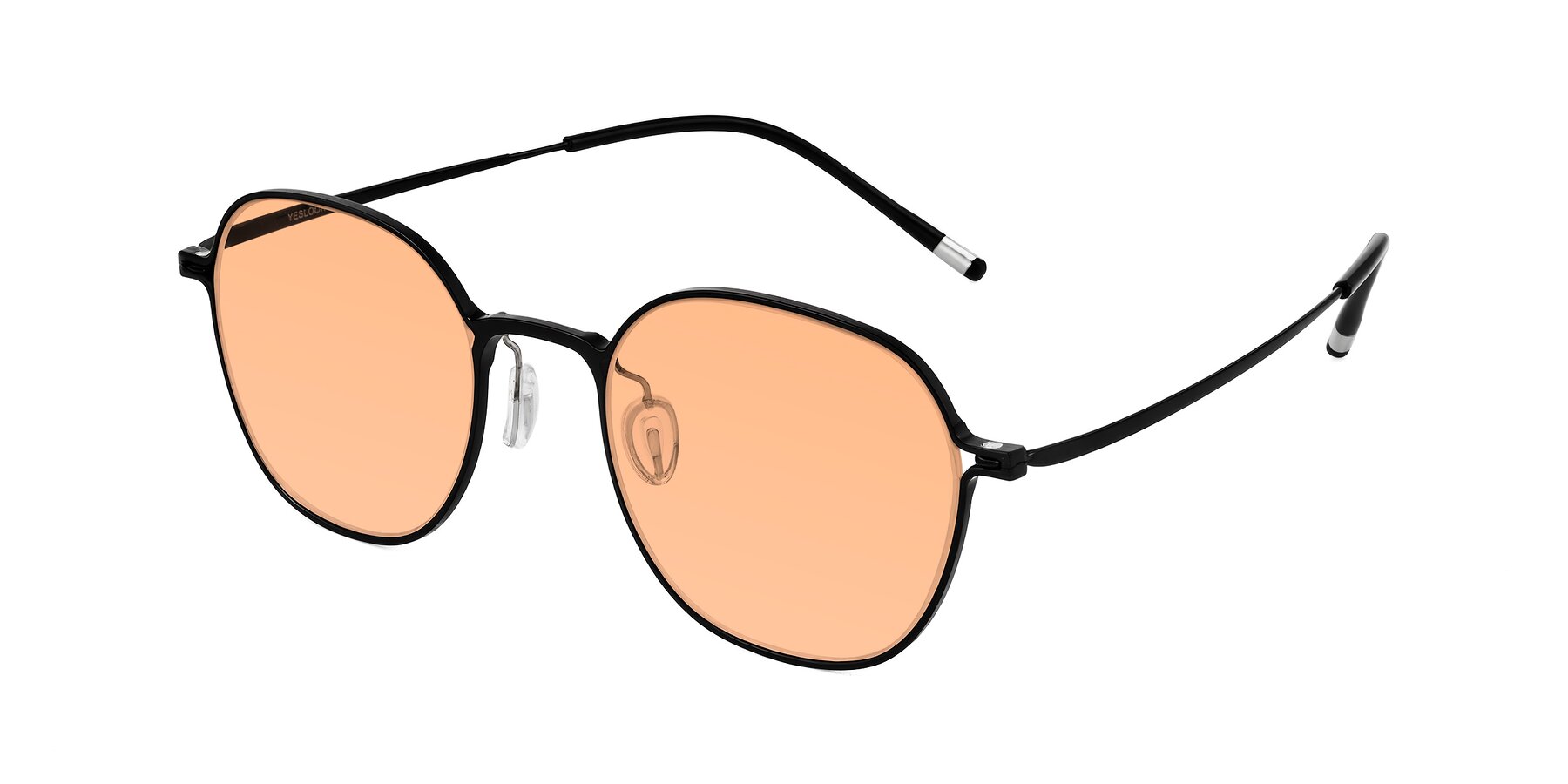 Angle of Lytle in Matte Black with Light Orange Tinted Lenses