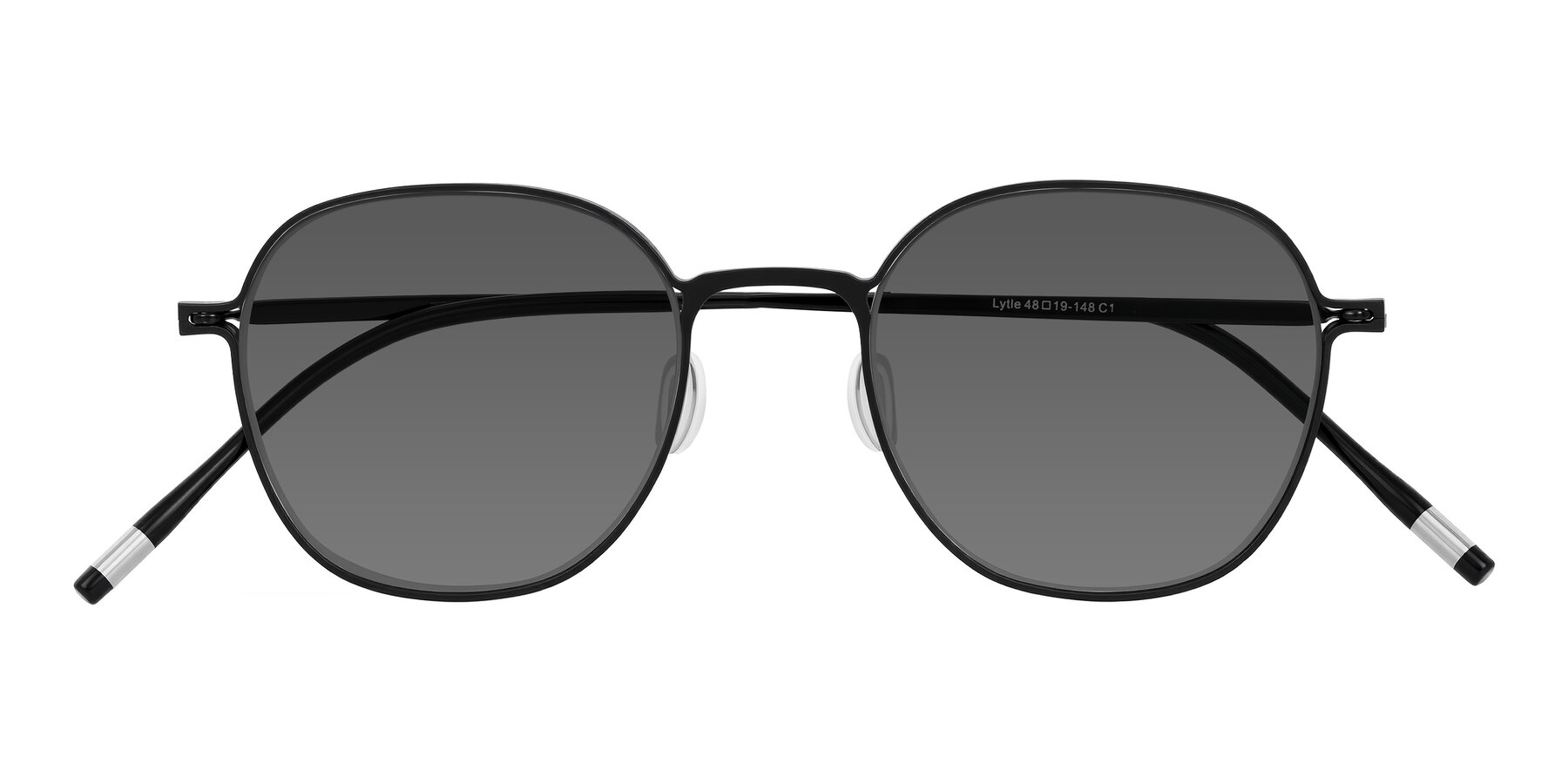 Folded Front of Lytle in Matte Black with Medium Gray Tinted Lenses