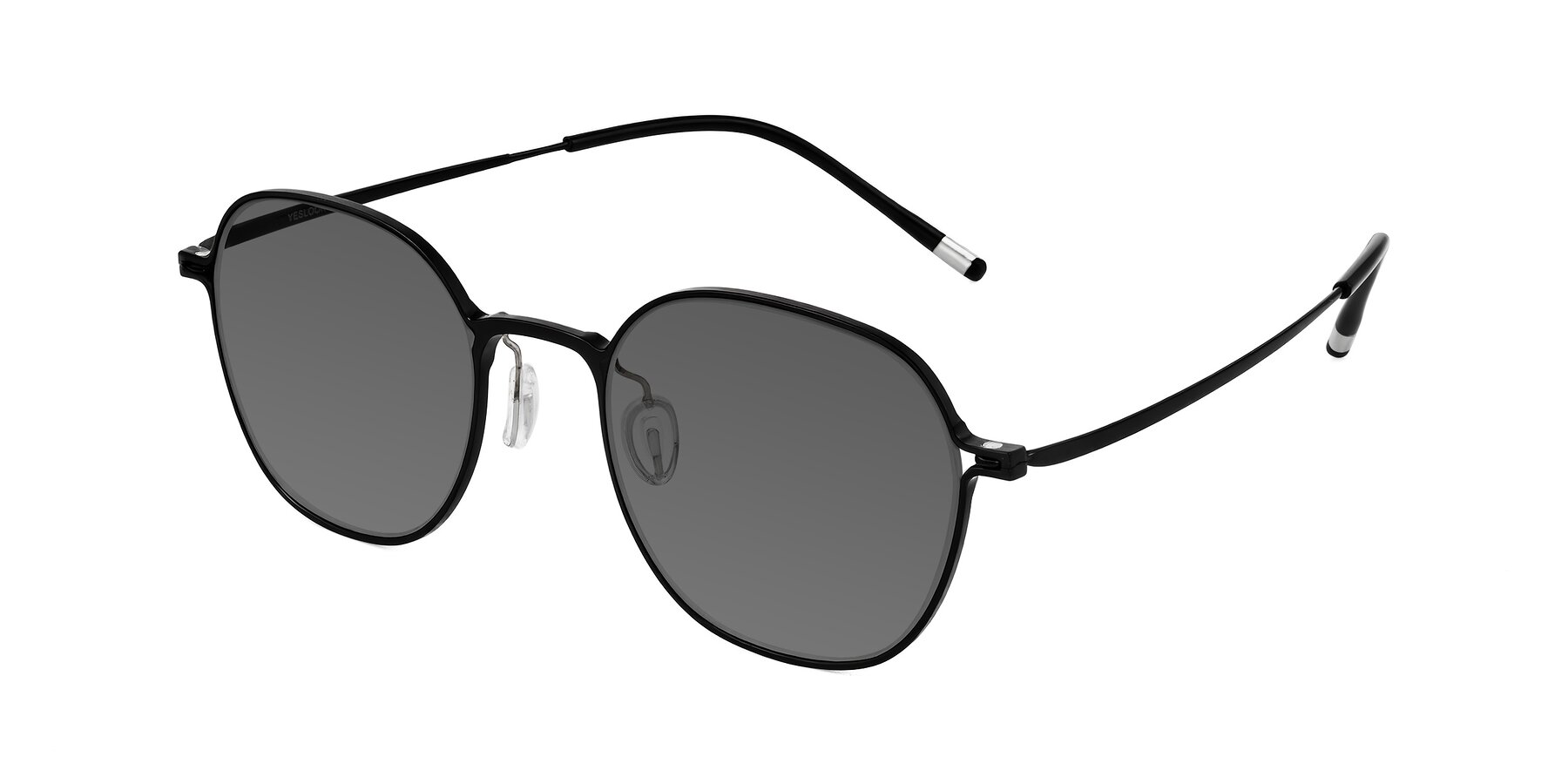 Angle of Lytle in Matte Black with Medium Gray Tinted Lenses