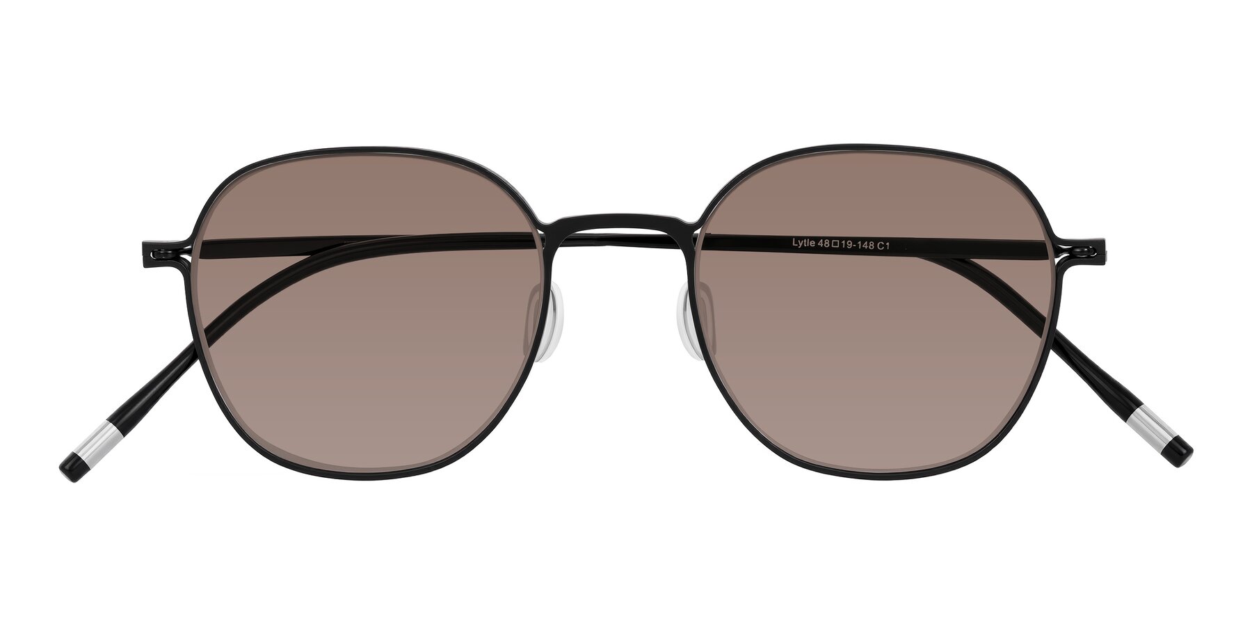 Folded Front of Lytle in Matte Black with Medium Brown Tinted Lenses
