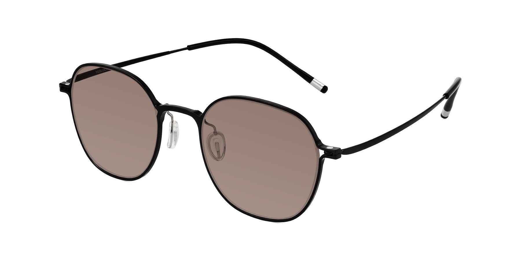 Angle of Lytle in Matte Black with Medium Brown Tinted Lenses
