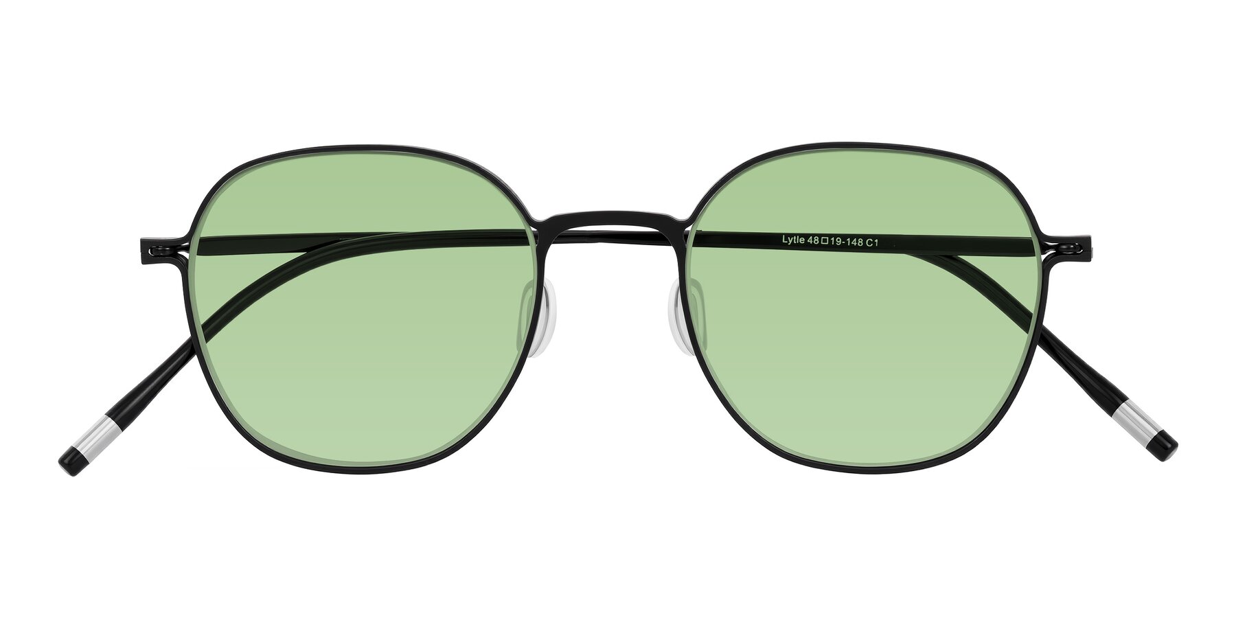 Folded Front of Lytle in Matte Black with Medium Green Tinted Lenses