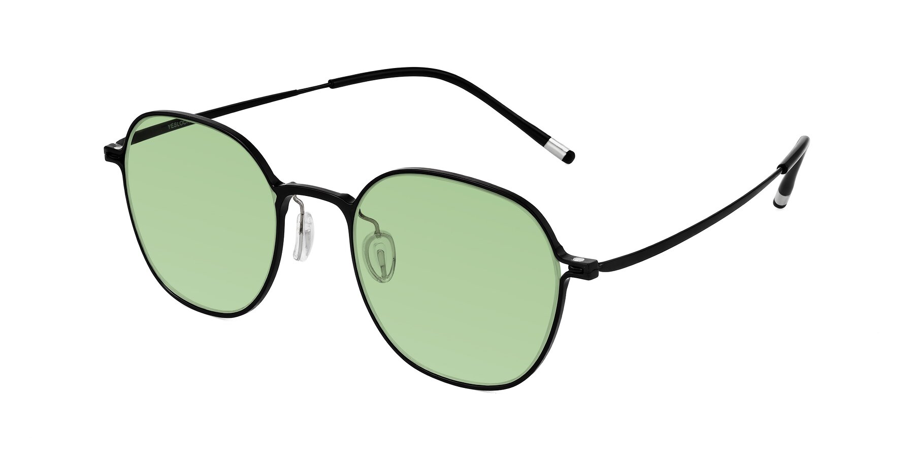 Angle of Lytle in Matte Black with Medium Green Tinted Lenses
