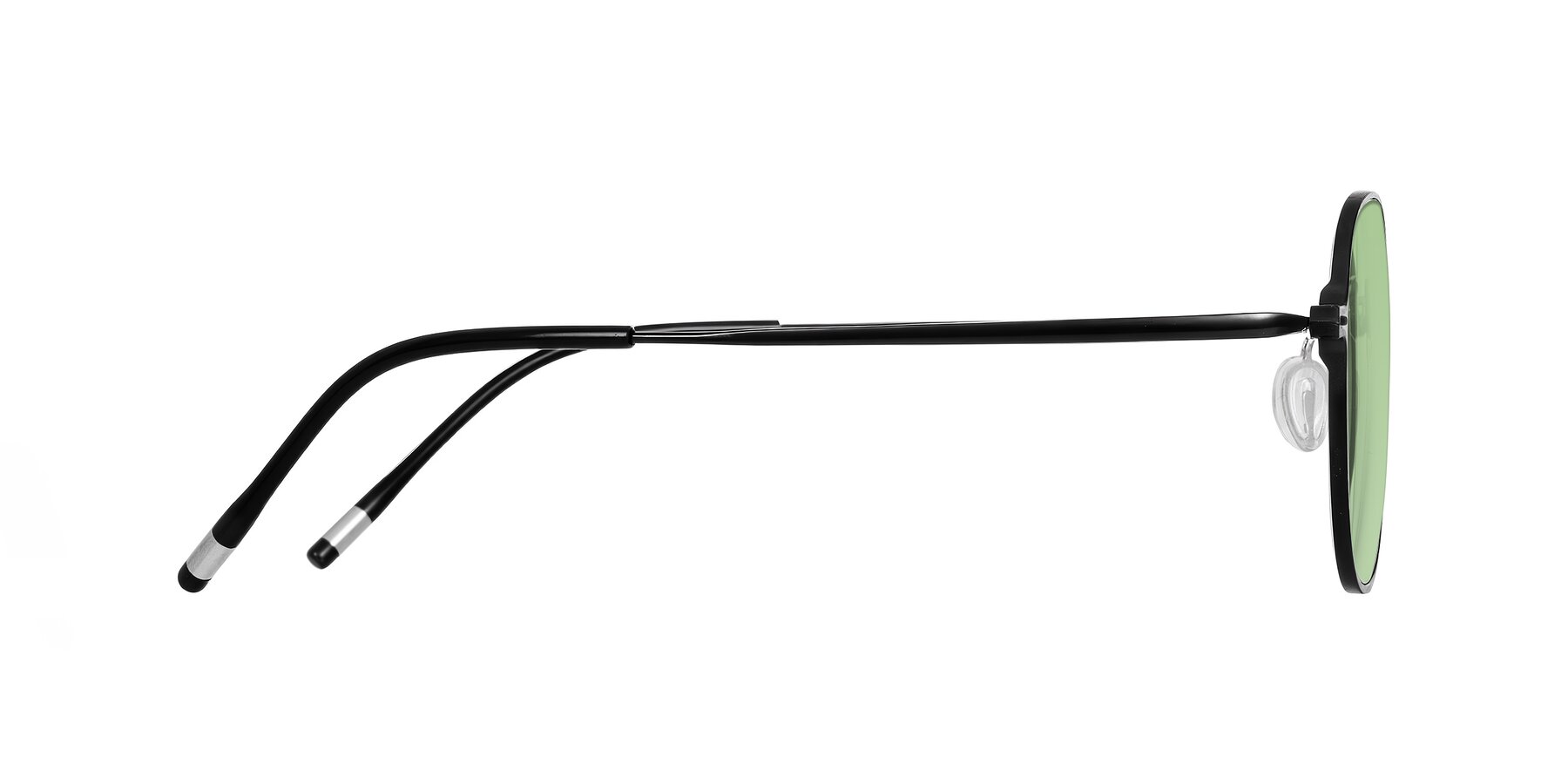 Side of Lytle in Matte Black with Medium Green Tinted Lenses