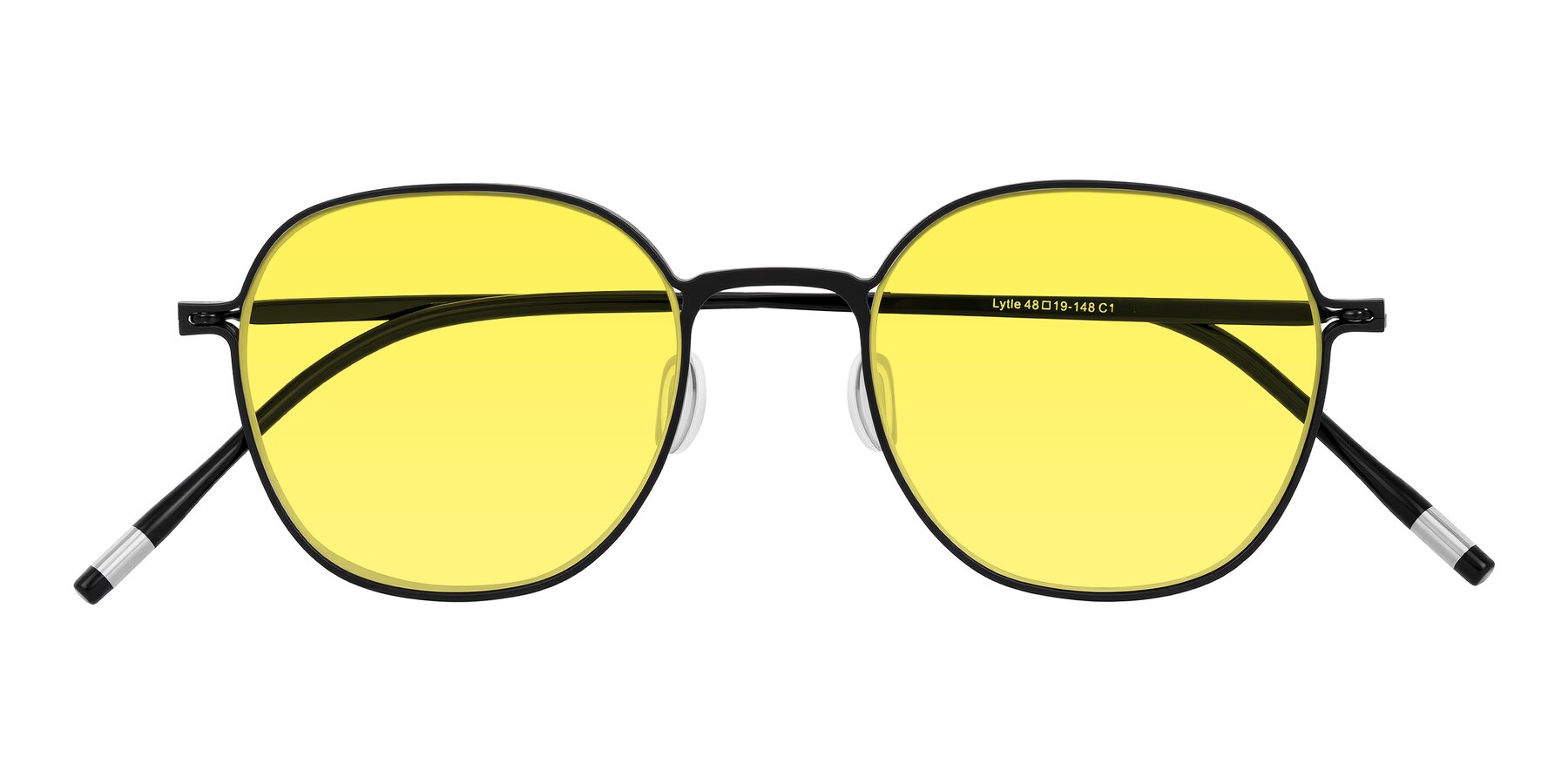 Folded Front of Lytle in Matte Black with Medium Yellow Tinted Lenses