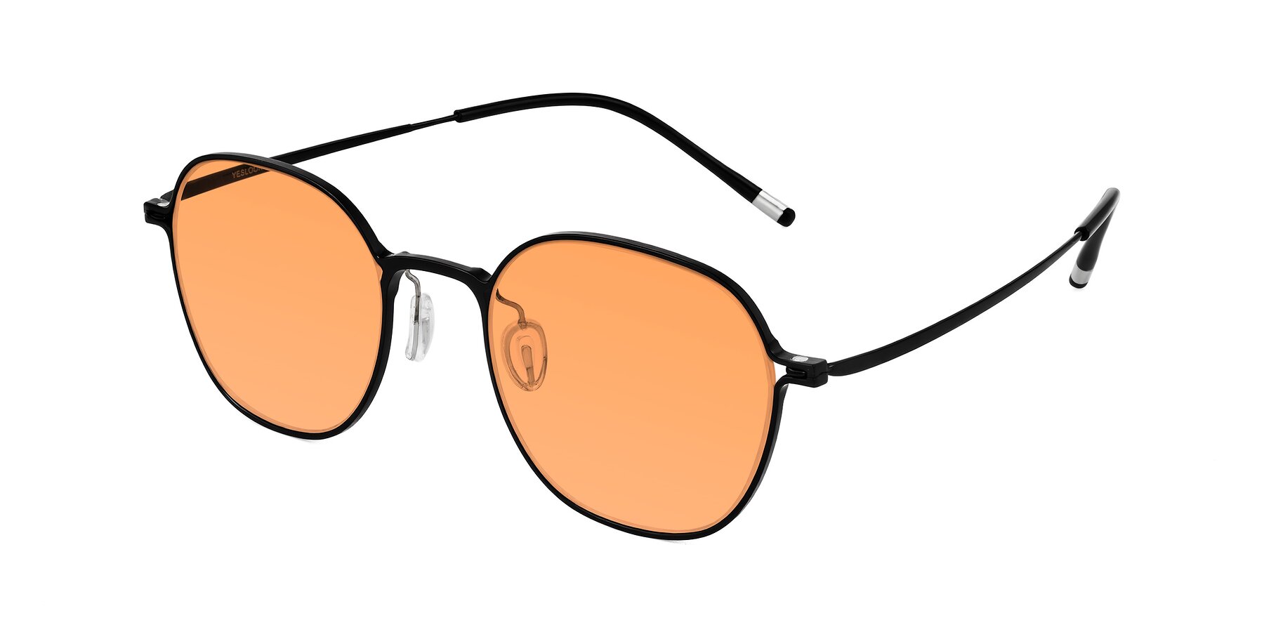 Angle of Lytle in Matte Black with Medium Orange Tinted Lenses