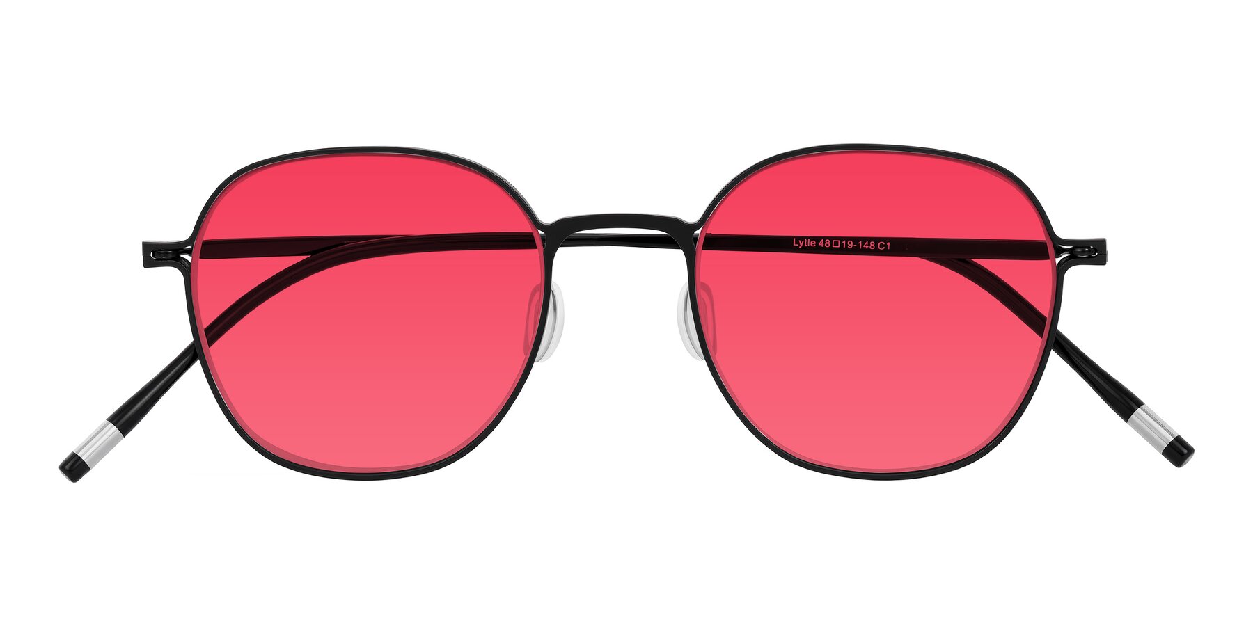 Folded Front of Lytle in Matte Black with Red Tinted Lenses