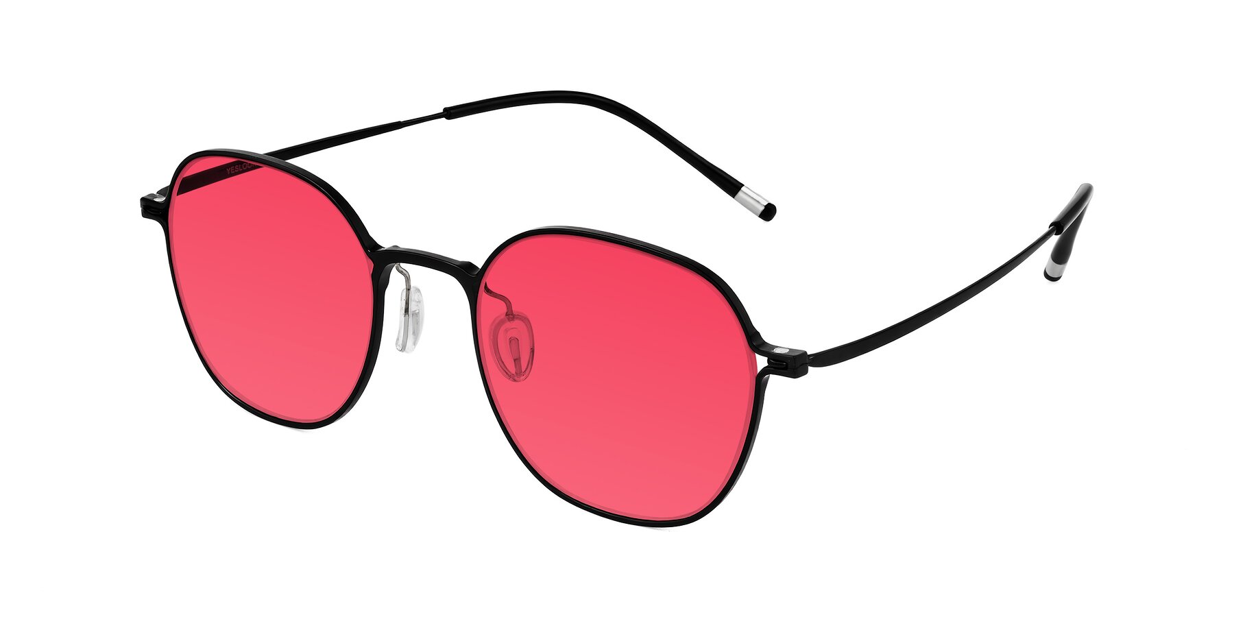 Angle of Lytle in Matte Black with Red Tinted Lenses