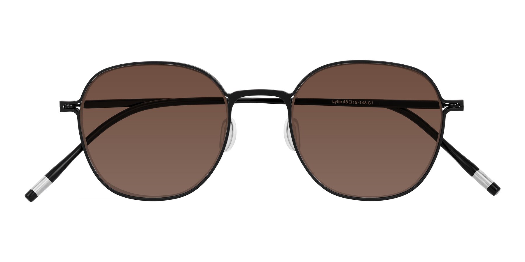 Folded Front of Lytle in Matte Black with Brown Tinted Lenses