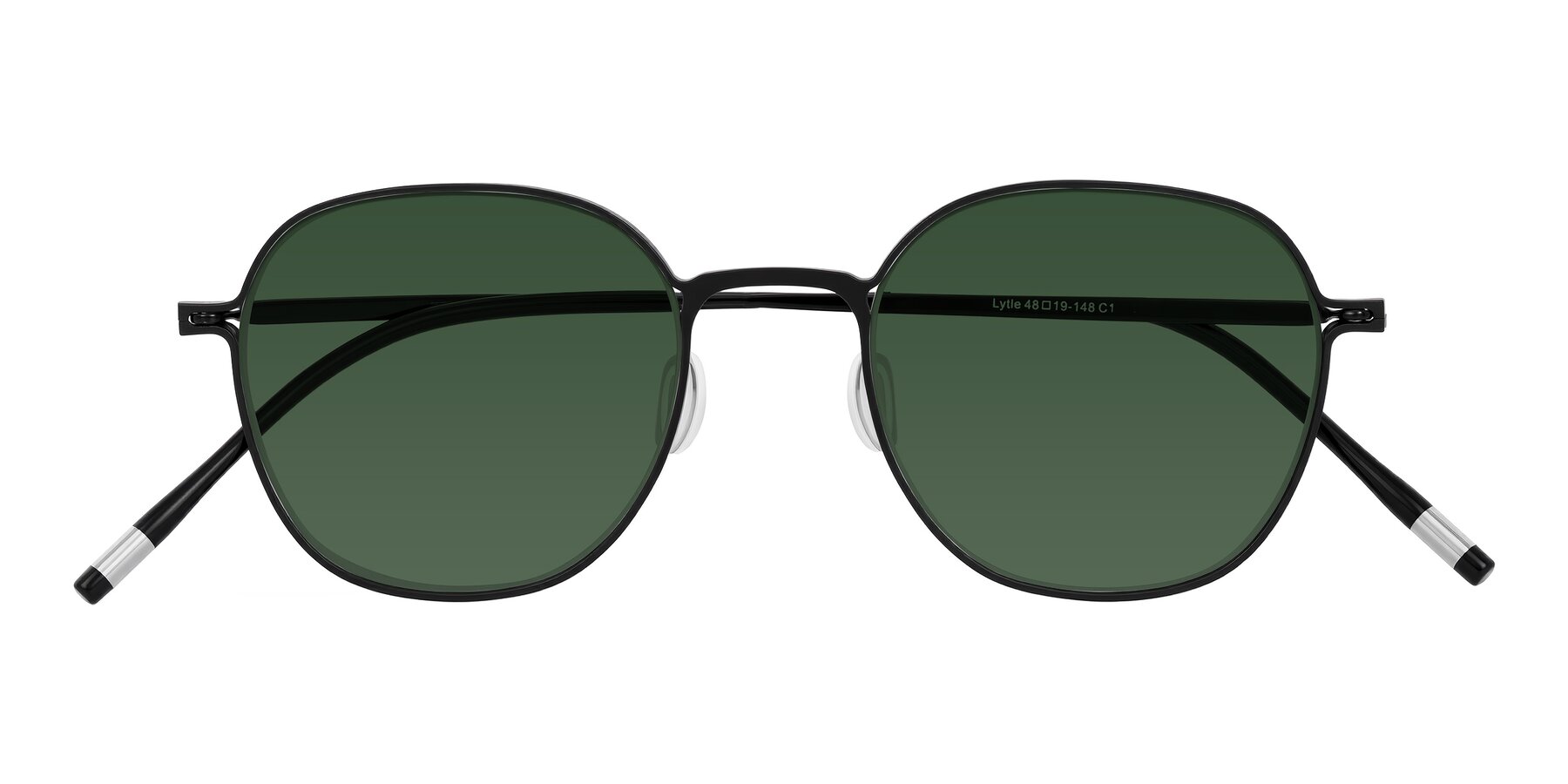 Folded Front of Lytle in Matte Black with Green Tinted Lenses