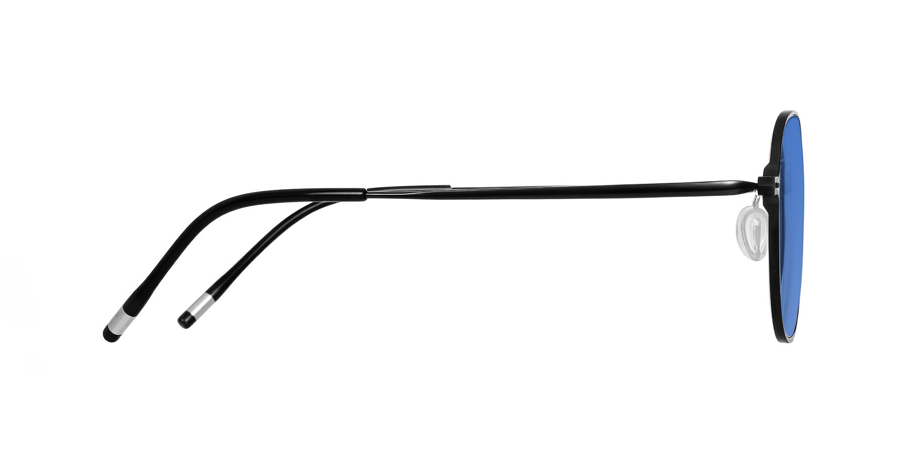 Side of Lytle in Matte Black with Blue Tinted Lenses