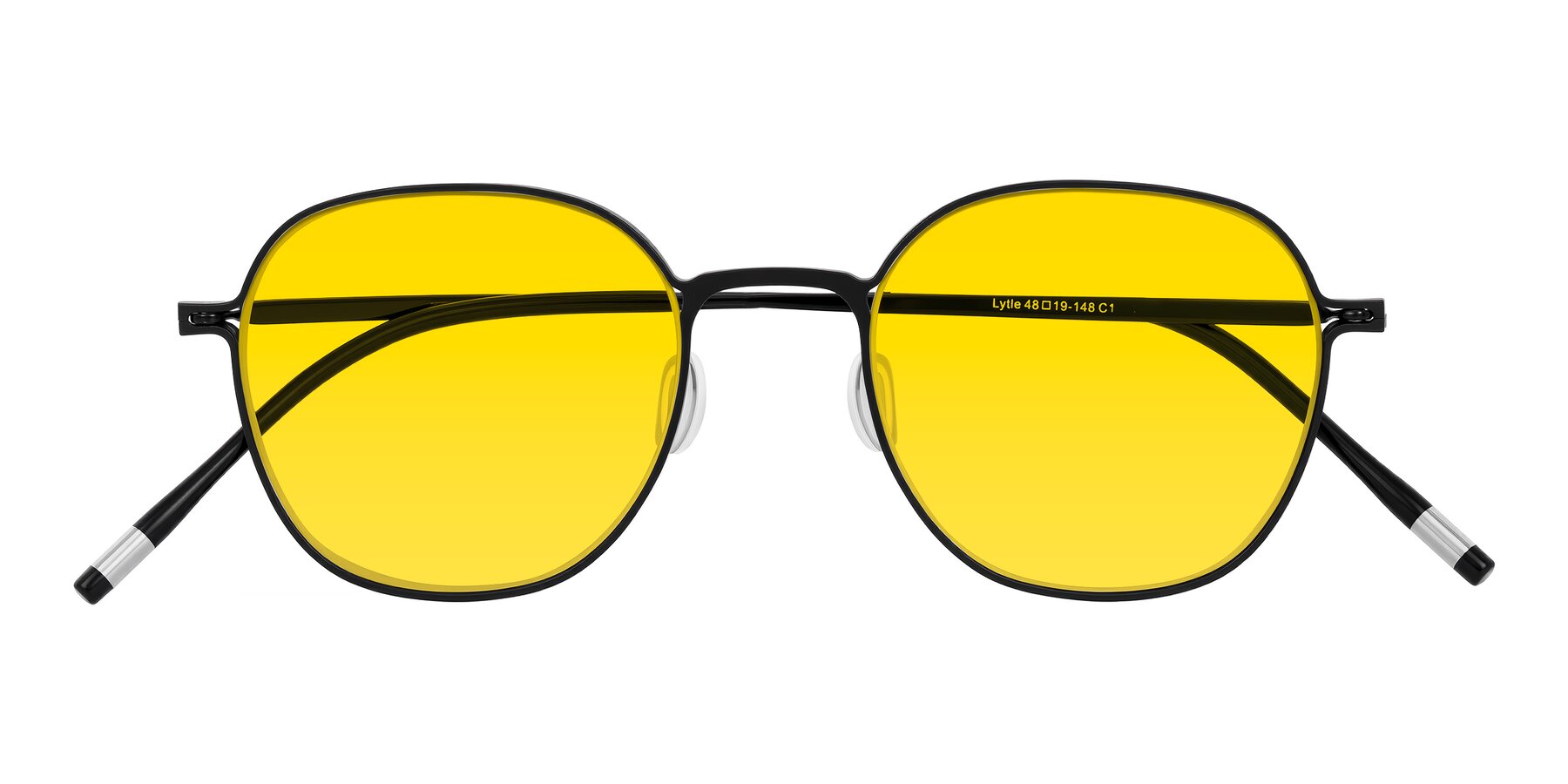 Folded Front of Lytle in Matte Black with Yellow Tinted Lenses