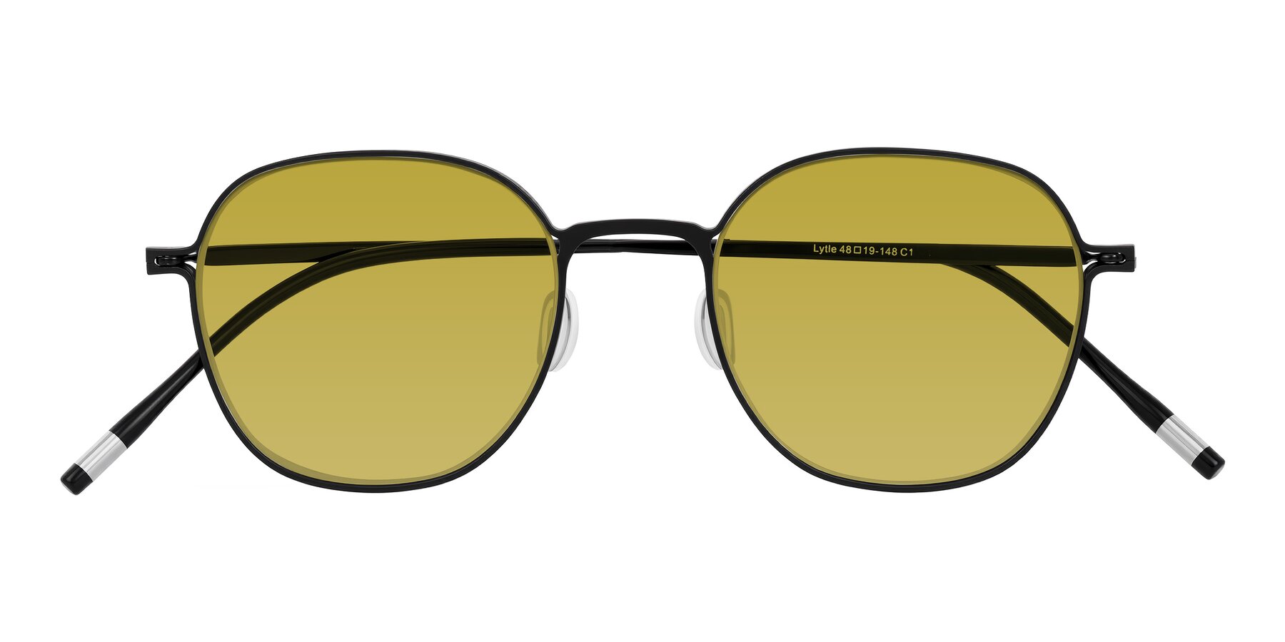 Folded Front of Lytle in Matte Black with Champagne Tinted Lenses
