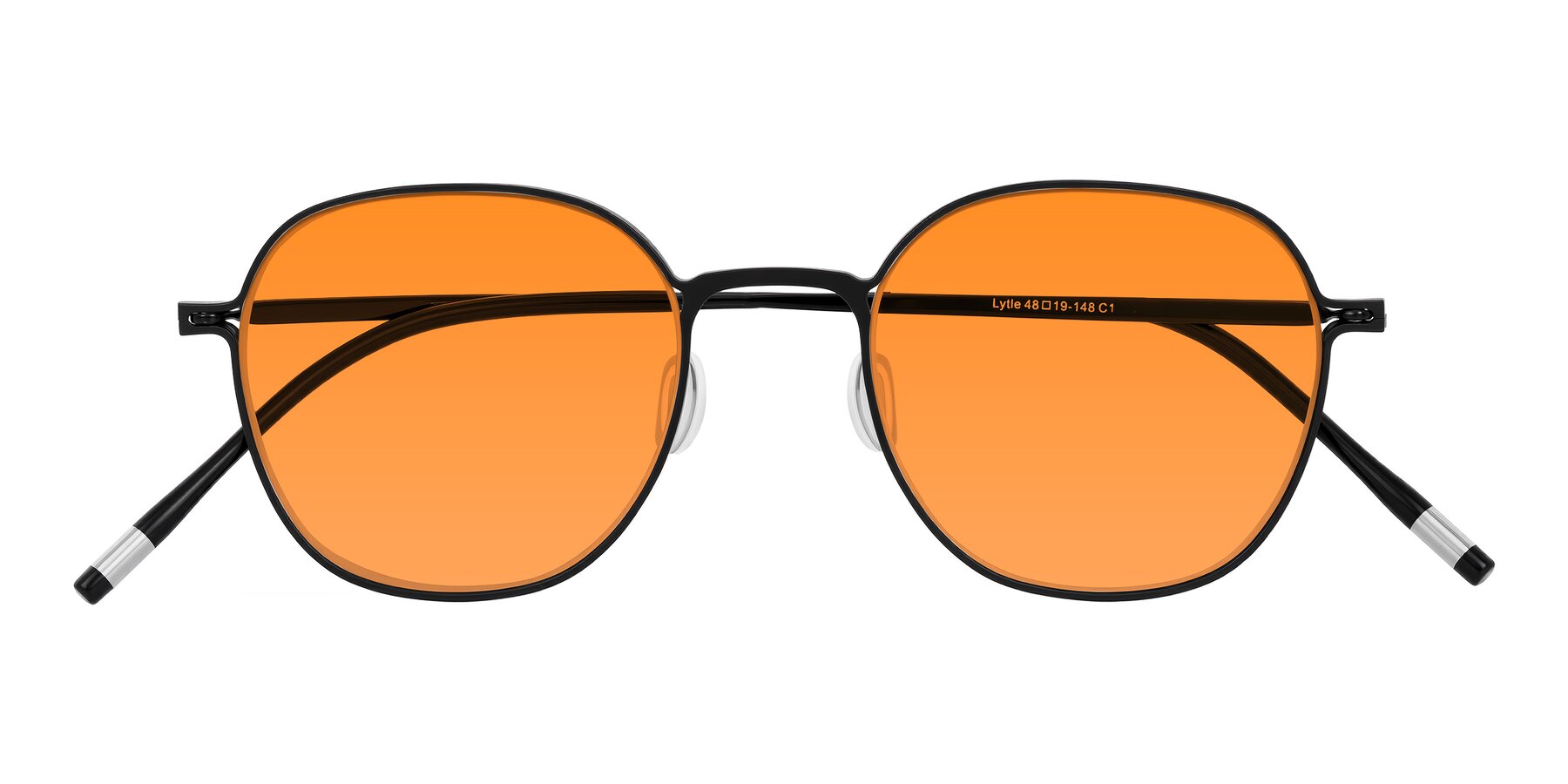 Folded Front of Lytle in Matte Black with Orange Tinted Lenses