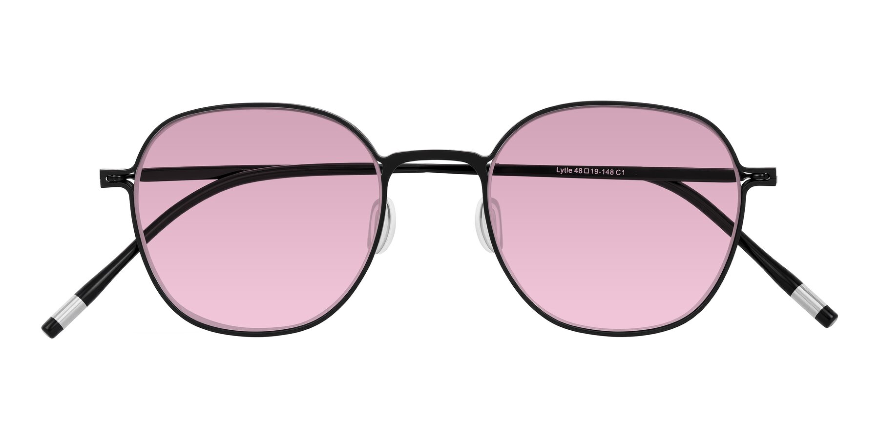 Folded Front of Lytle in Matte Black with Light Wine Tinted Lenses