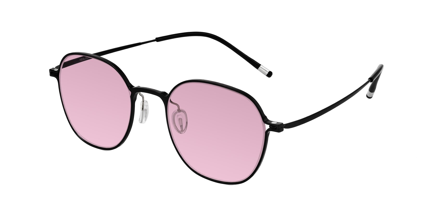 Angle of Lytle in Matte Black with Light Wine Tinted Lenses