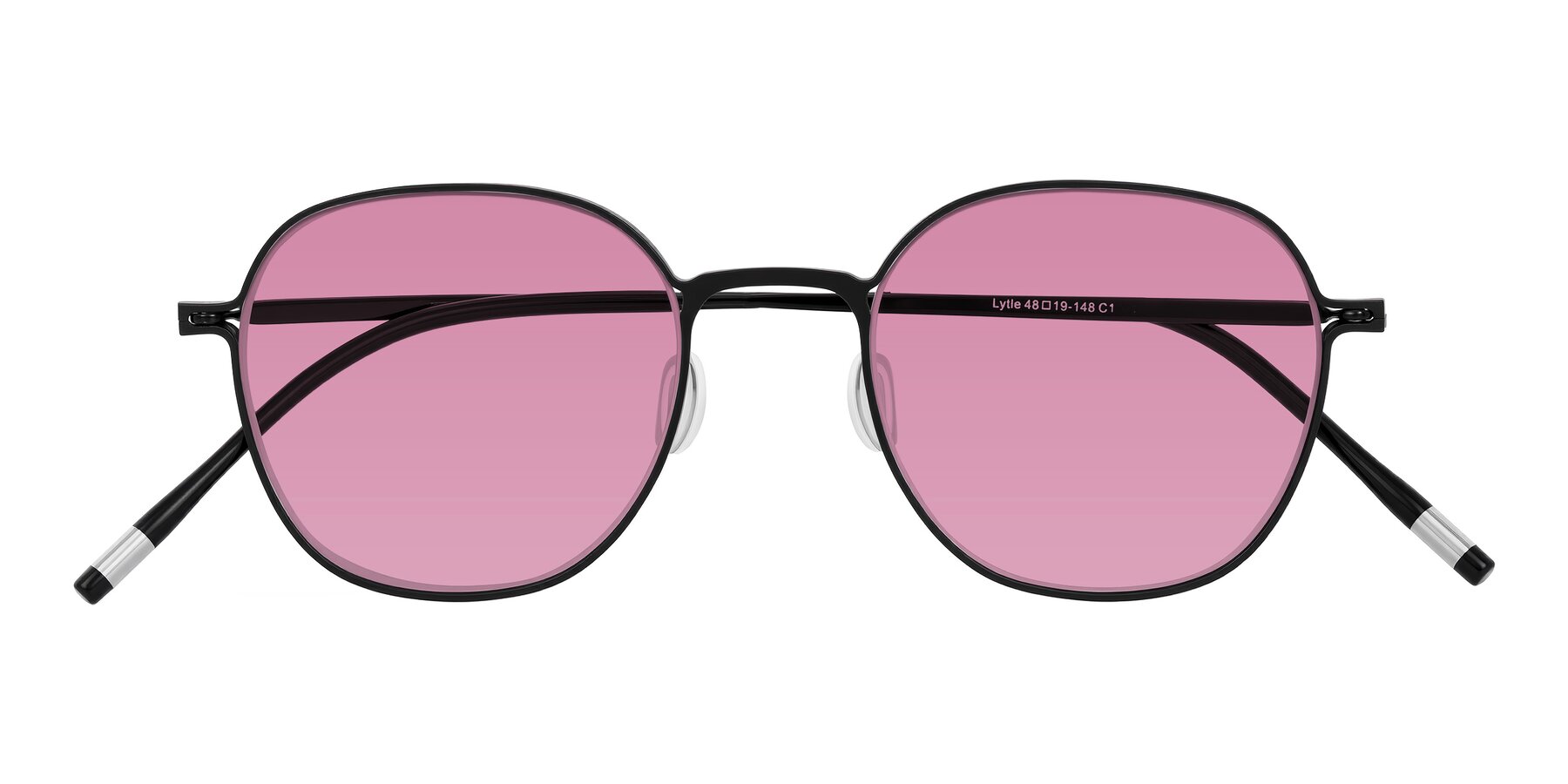 Folded Front of Lytle in Matte Black with Medium Wine Tinted Lenses